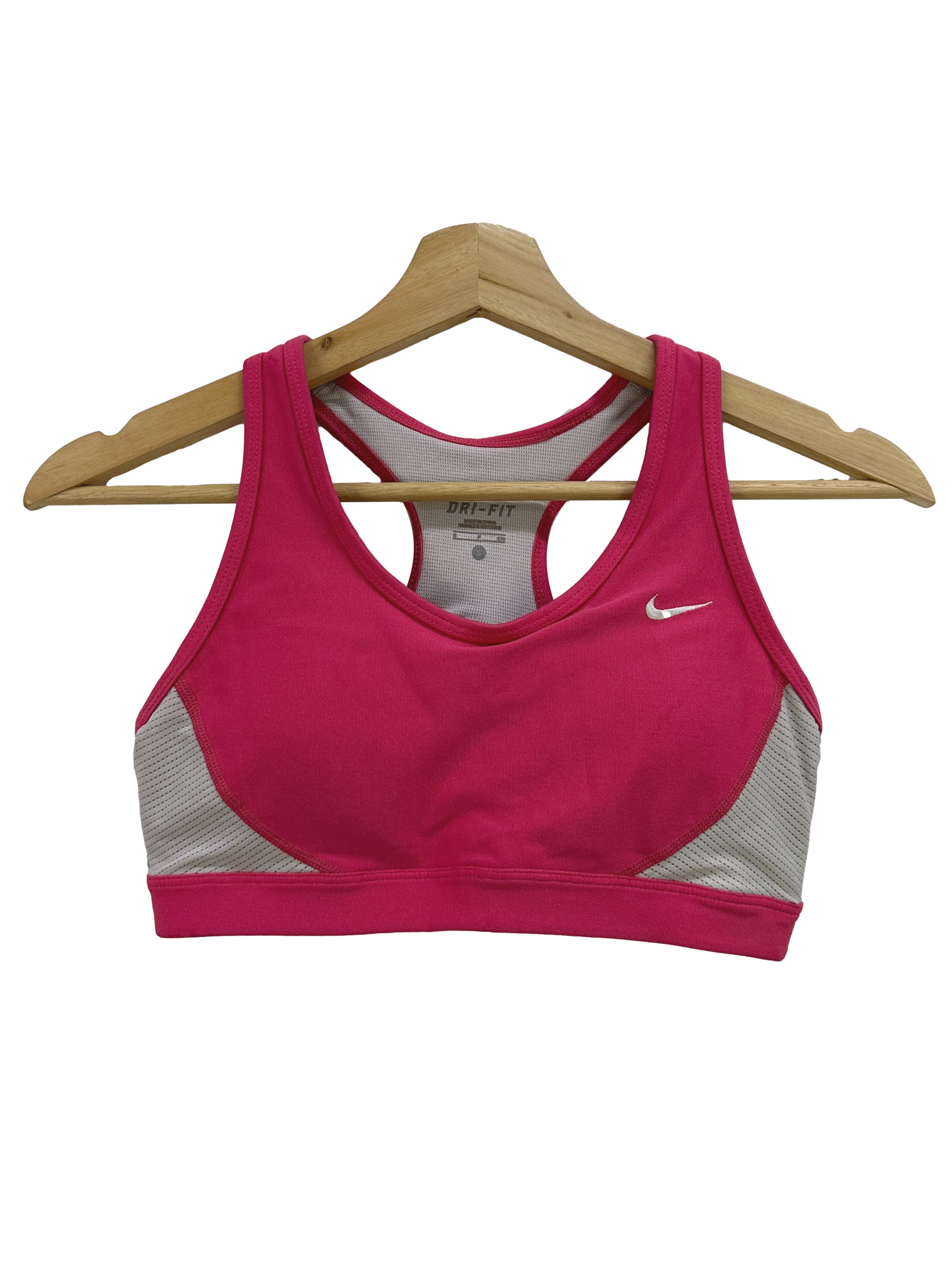 Pink And White Racerback Sports Bra