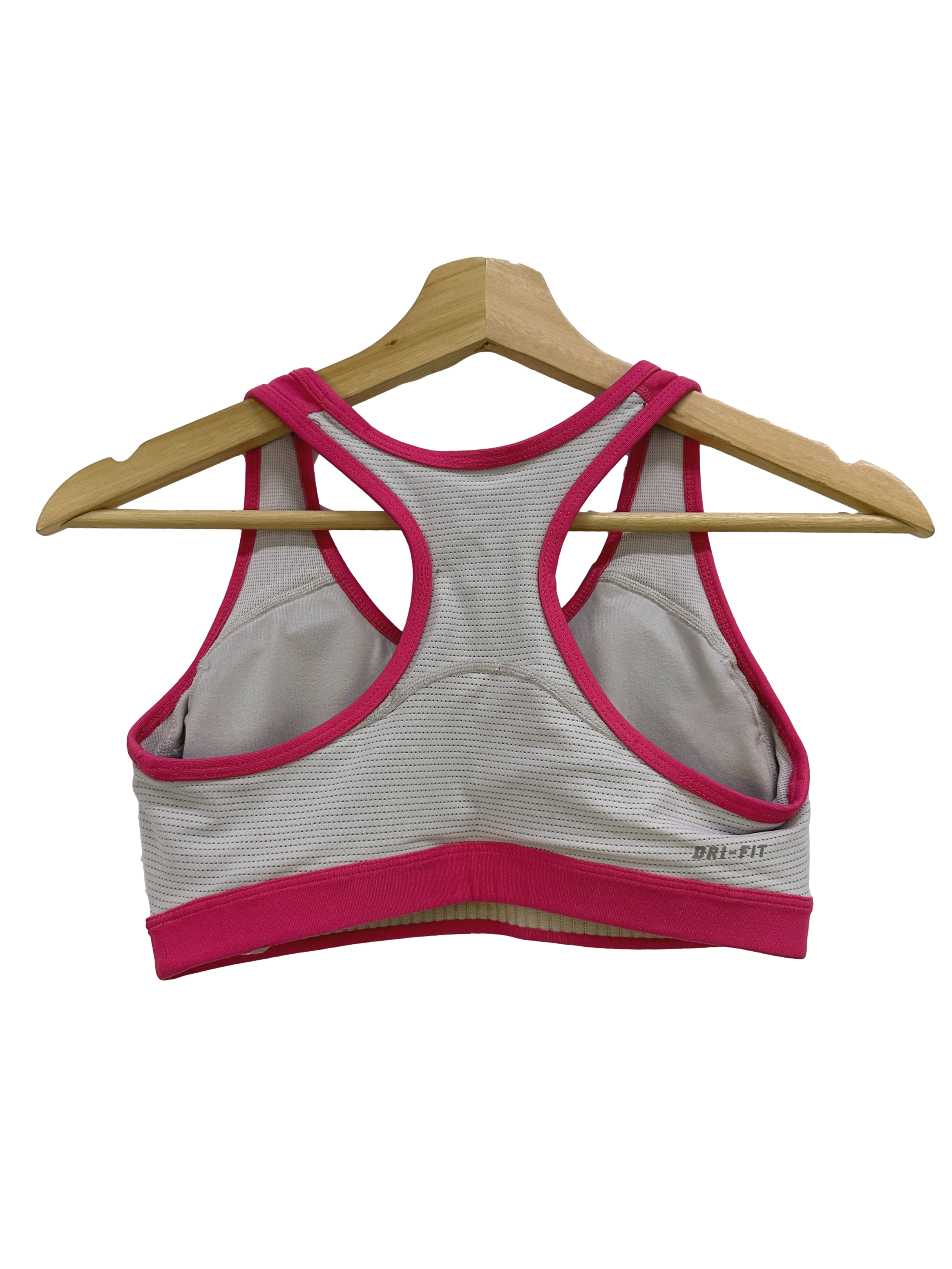 Pink And White Racerback Sports Bra