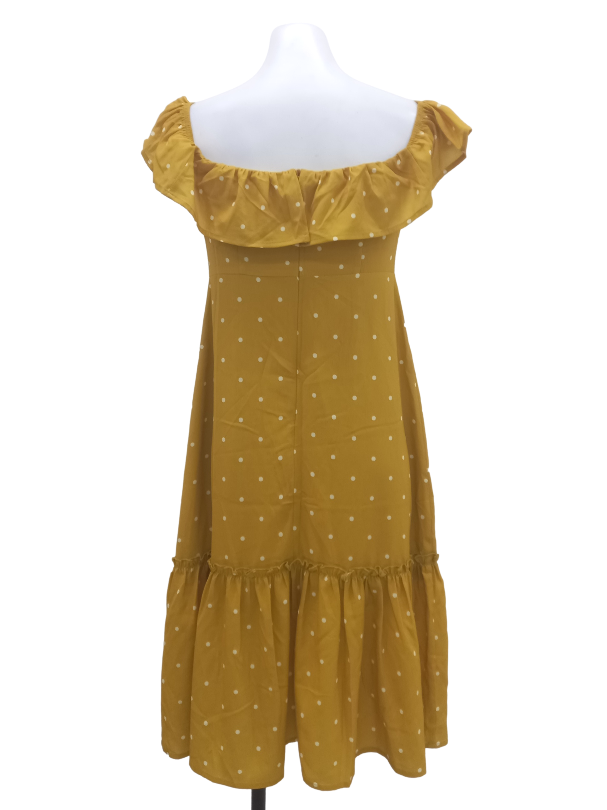 Yellow Dotted Back Zip Dress