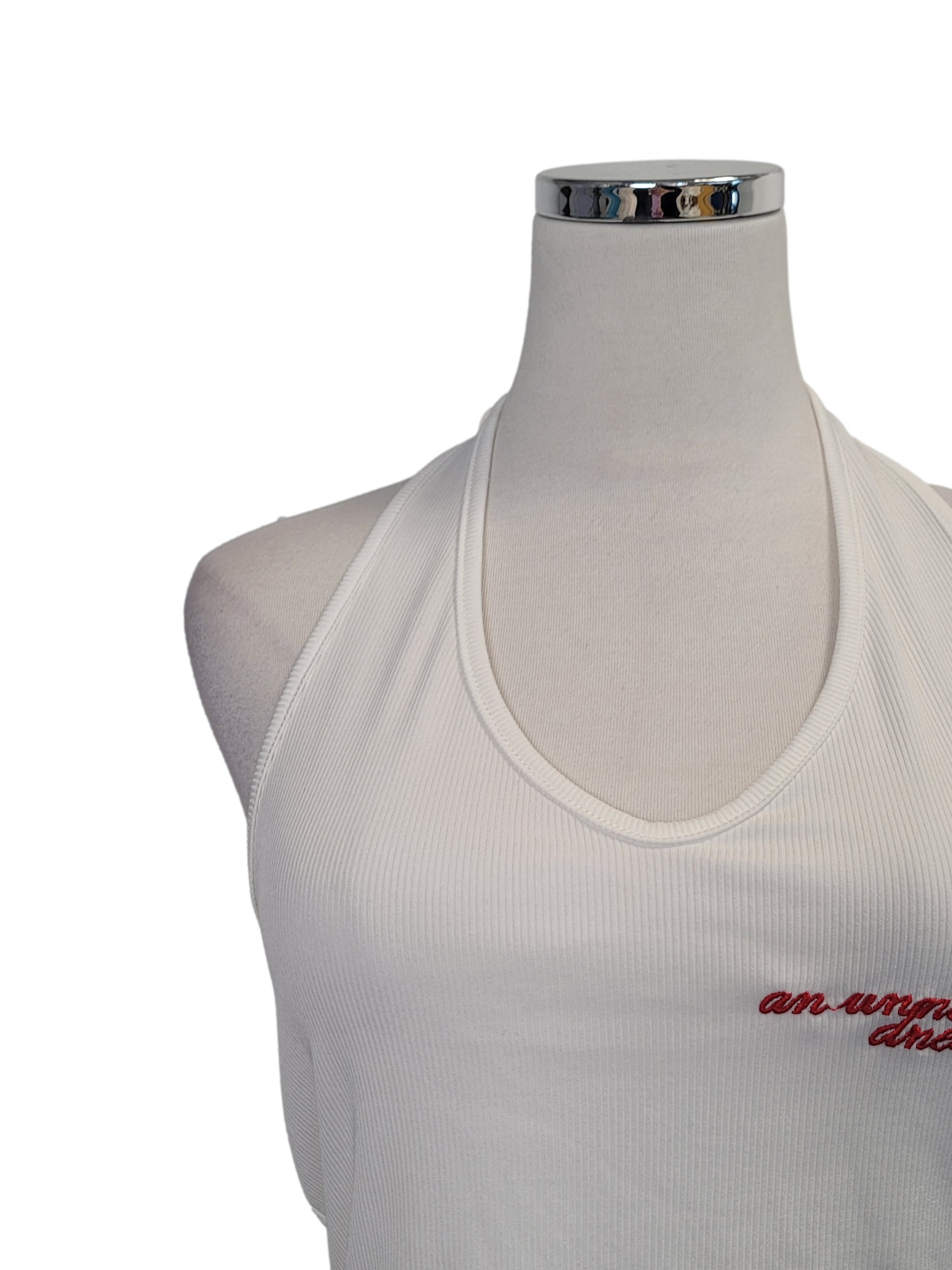 Porcelain White Halter Ribbed Top