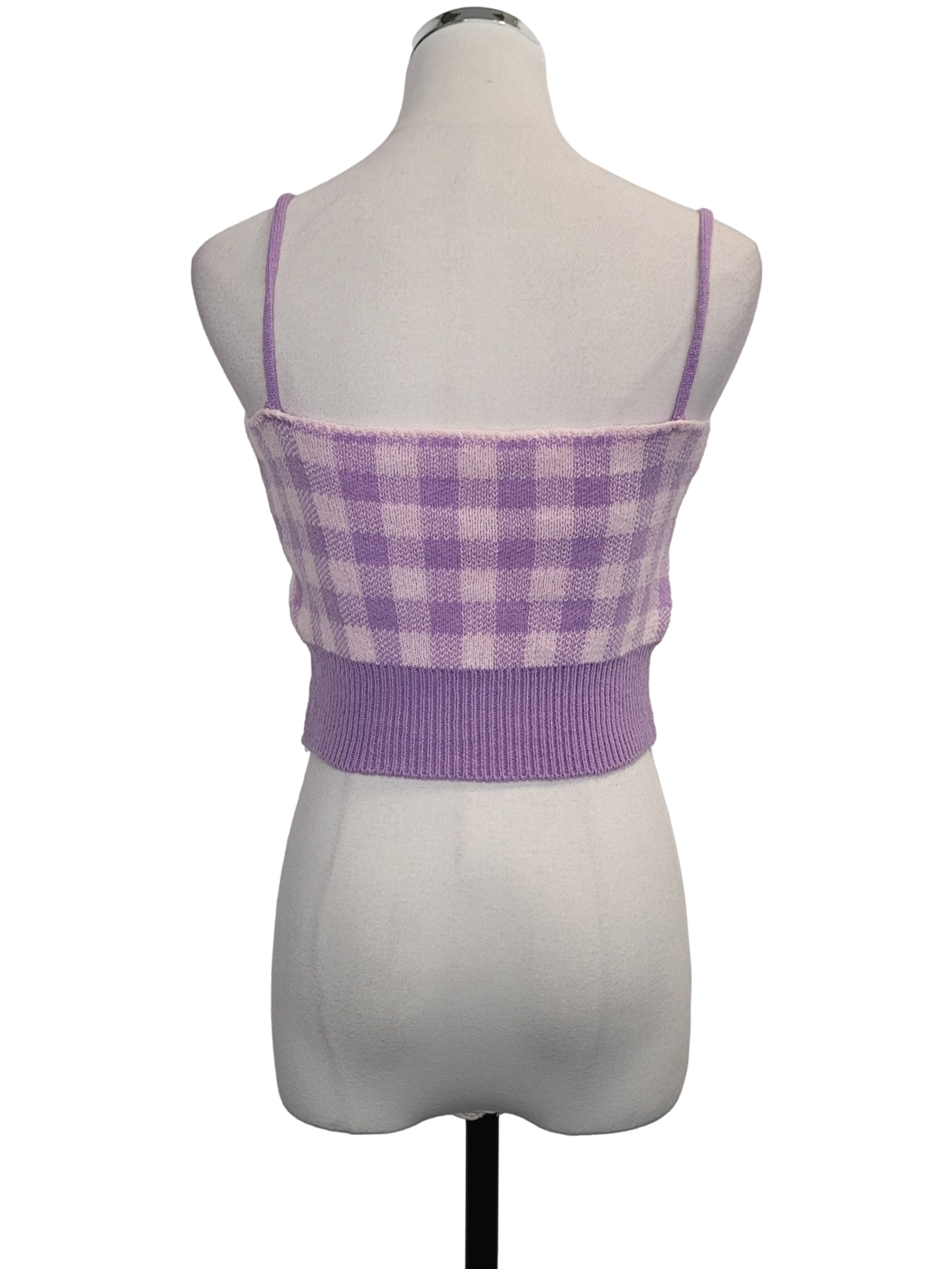 Purple & White Plaid Knitted Top
