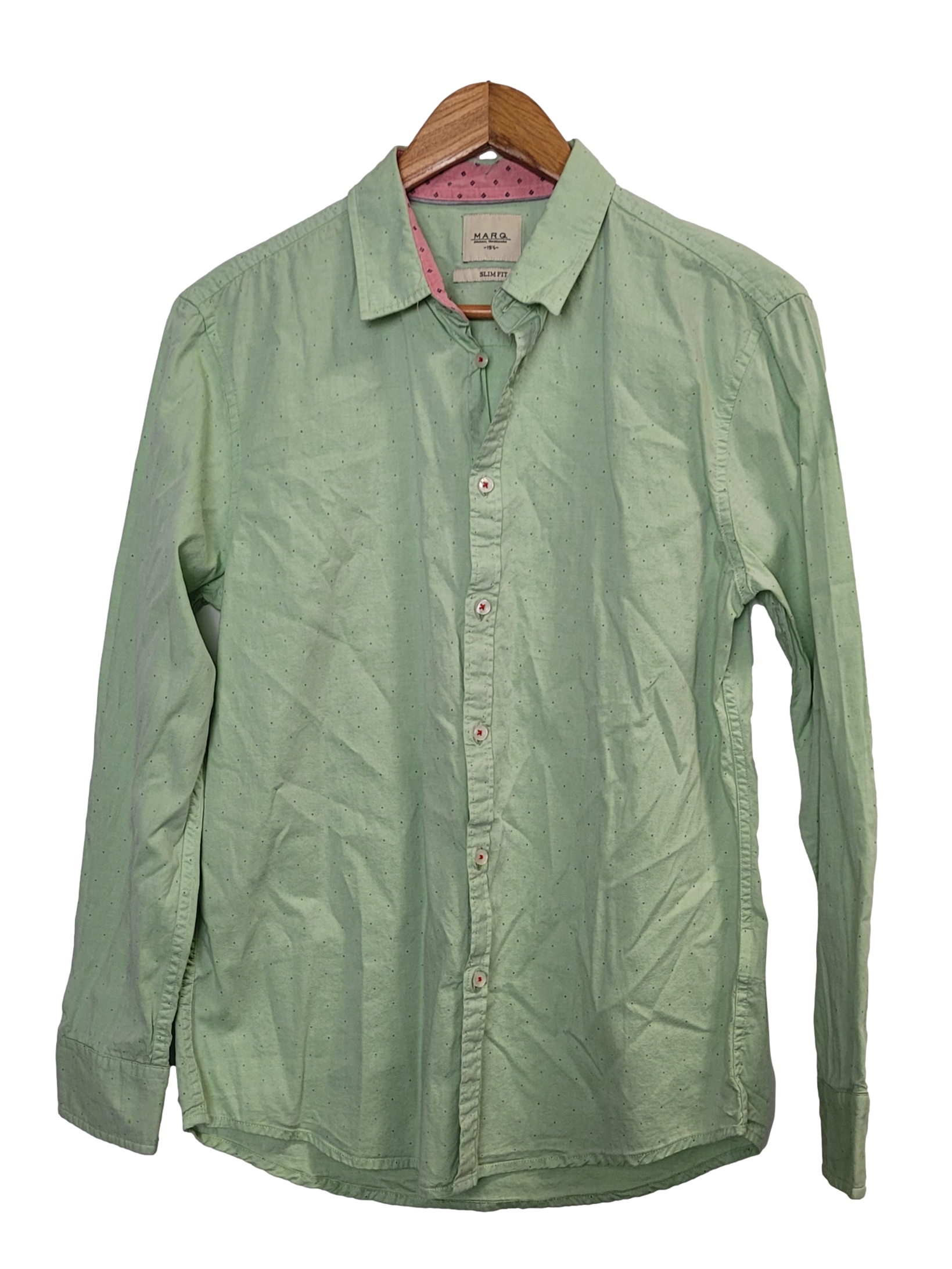 Mint Green with Blue and Red Dot Long Sleeve Shirt