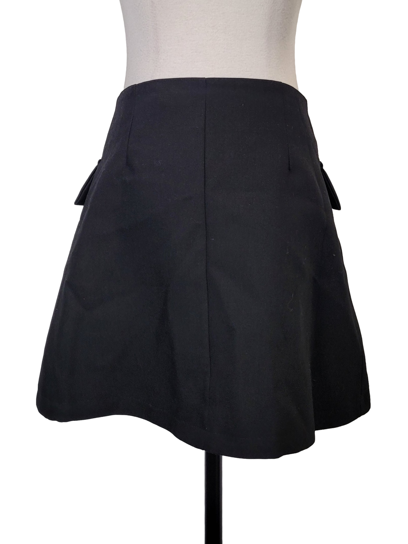 Ink Black Button Skirt