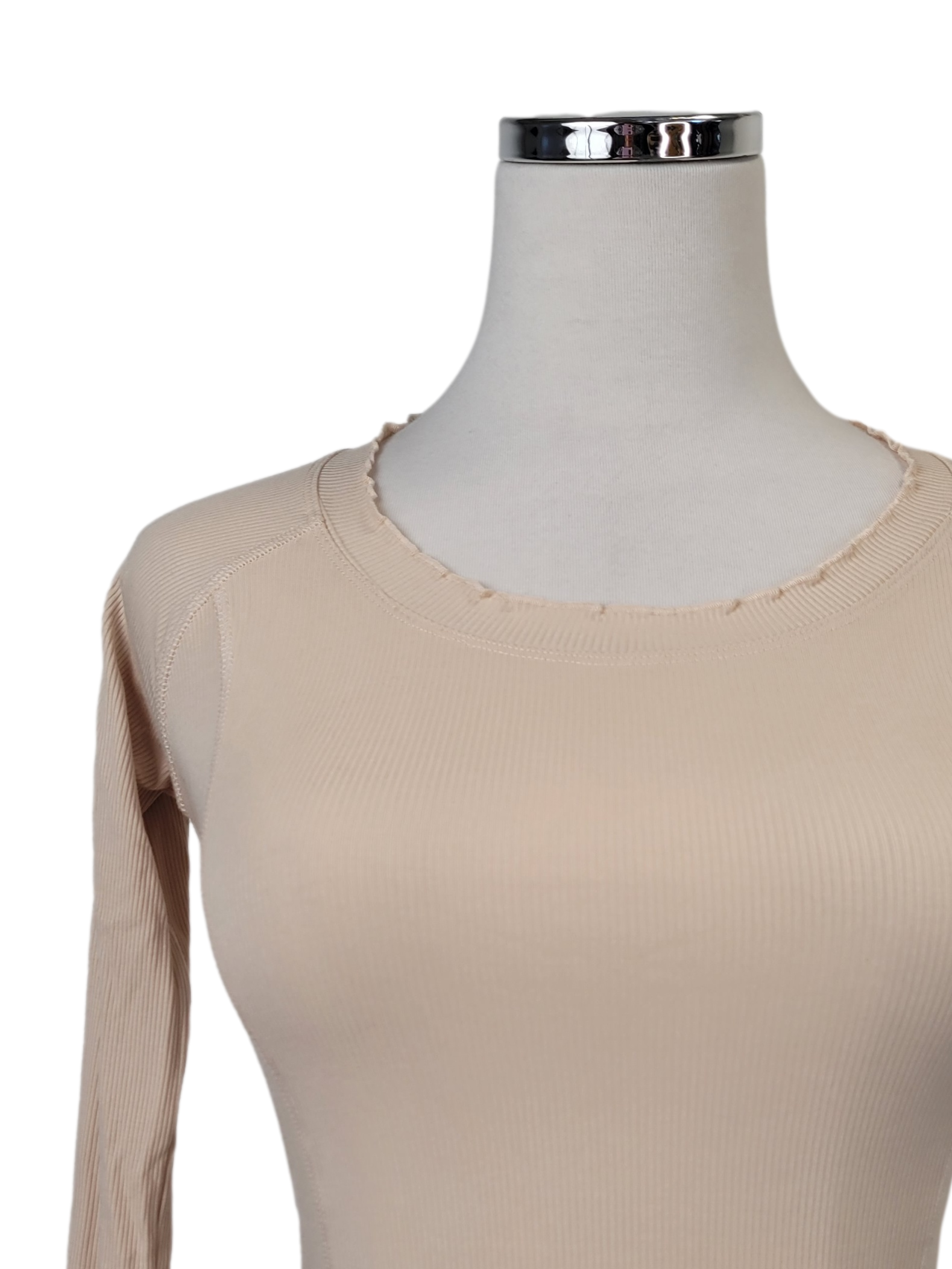 Nude Long Sleeved Ribbed Top