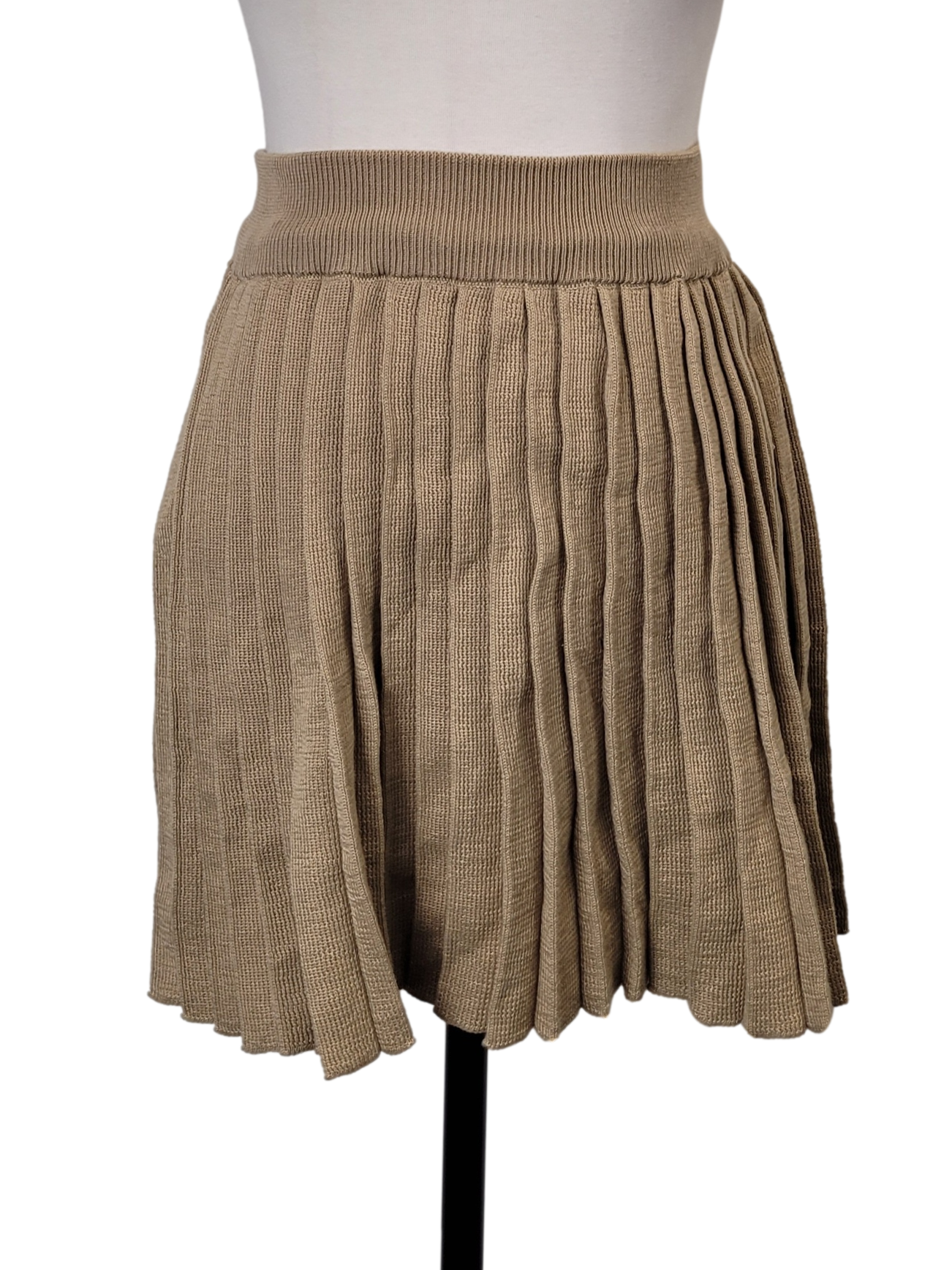 Peanut Brown Pleated Knit Skirt