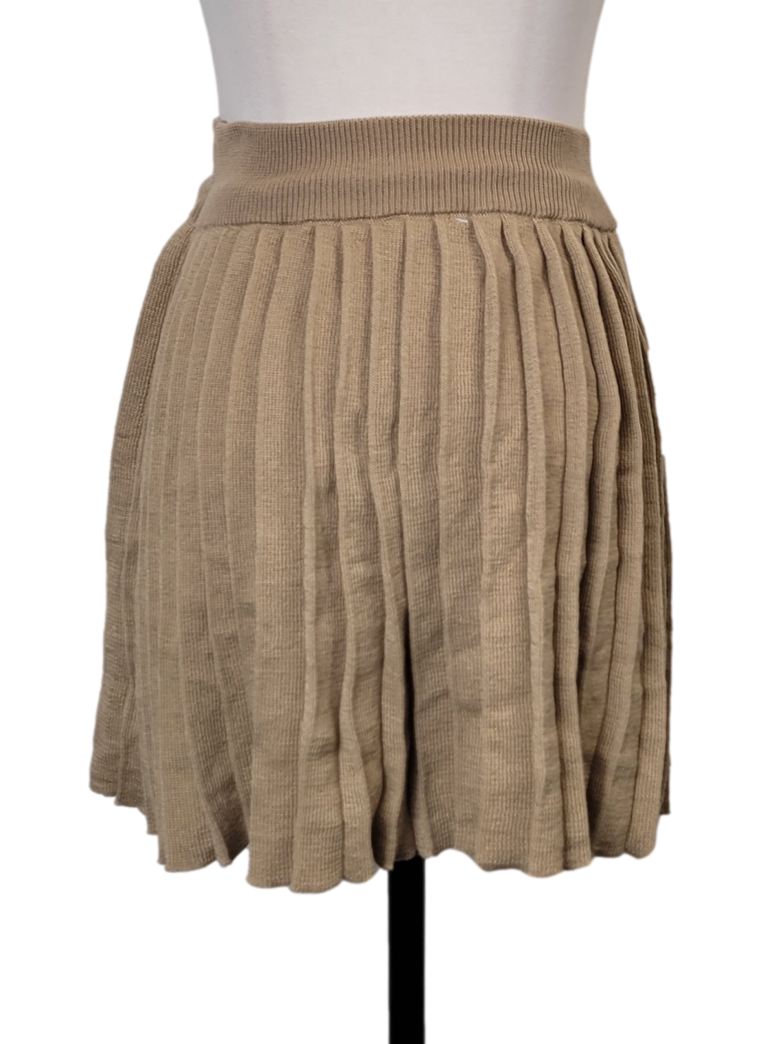 Peanut Brown Pleated Knit Skirt