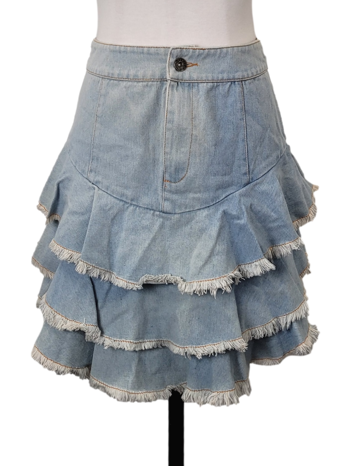 Light Blue Denim Tiered Skirt