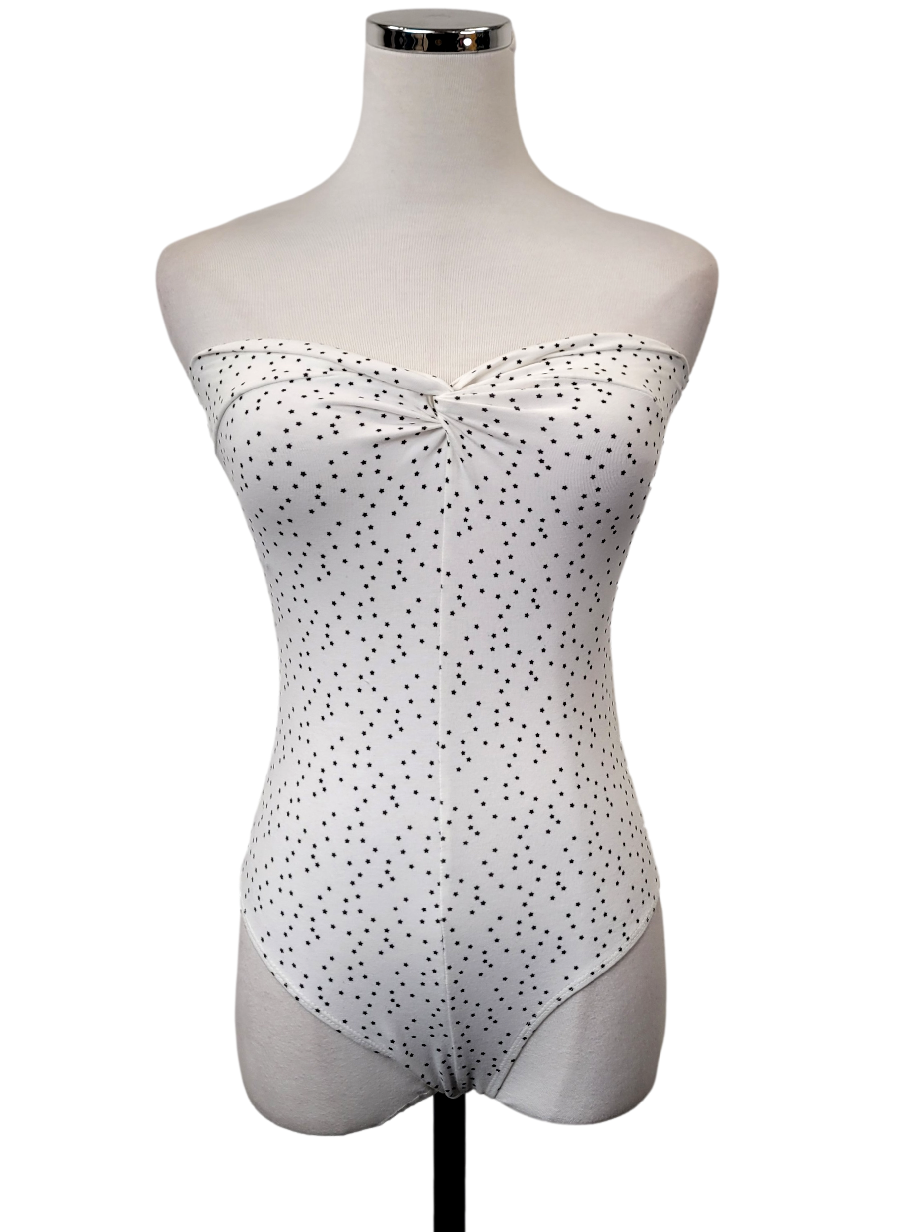 White Star Detail Strapless Bodysuit