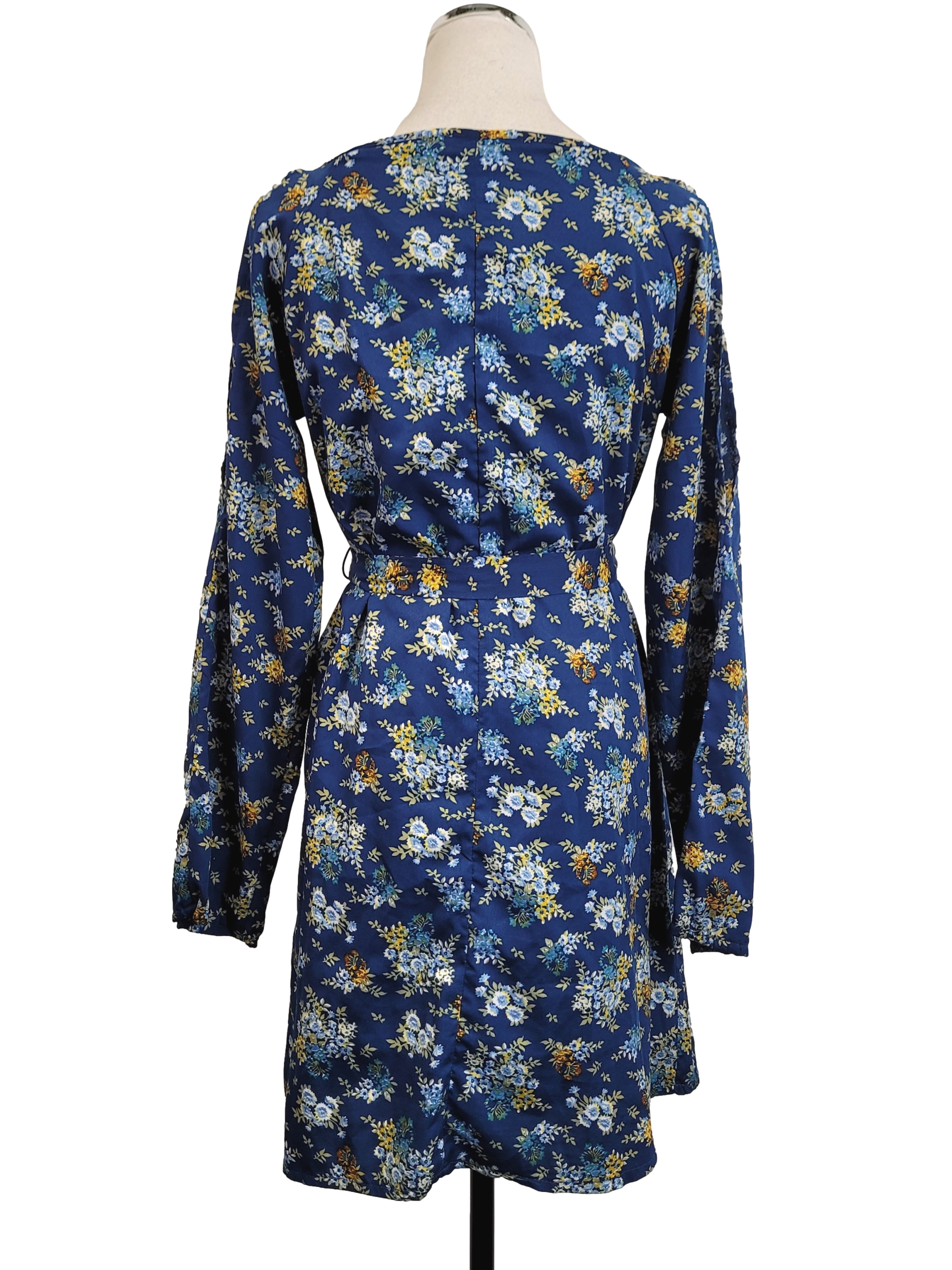 Azure Blue Floral Long Sleeve Dress