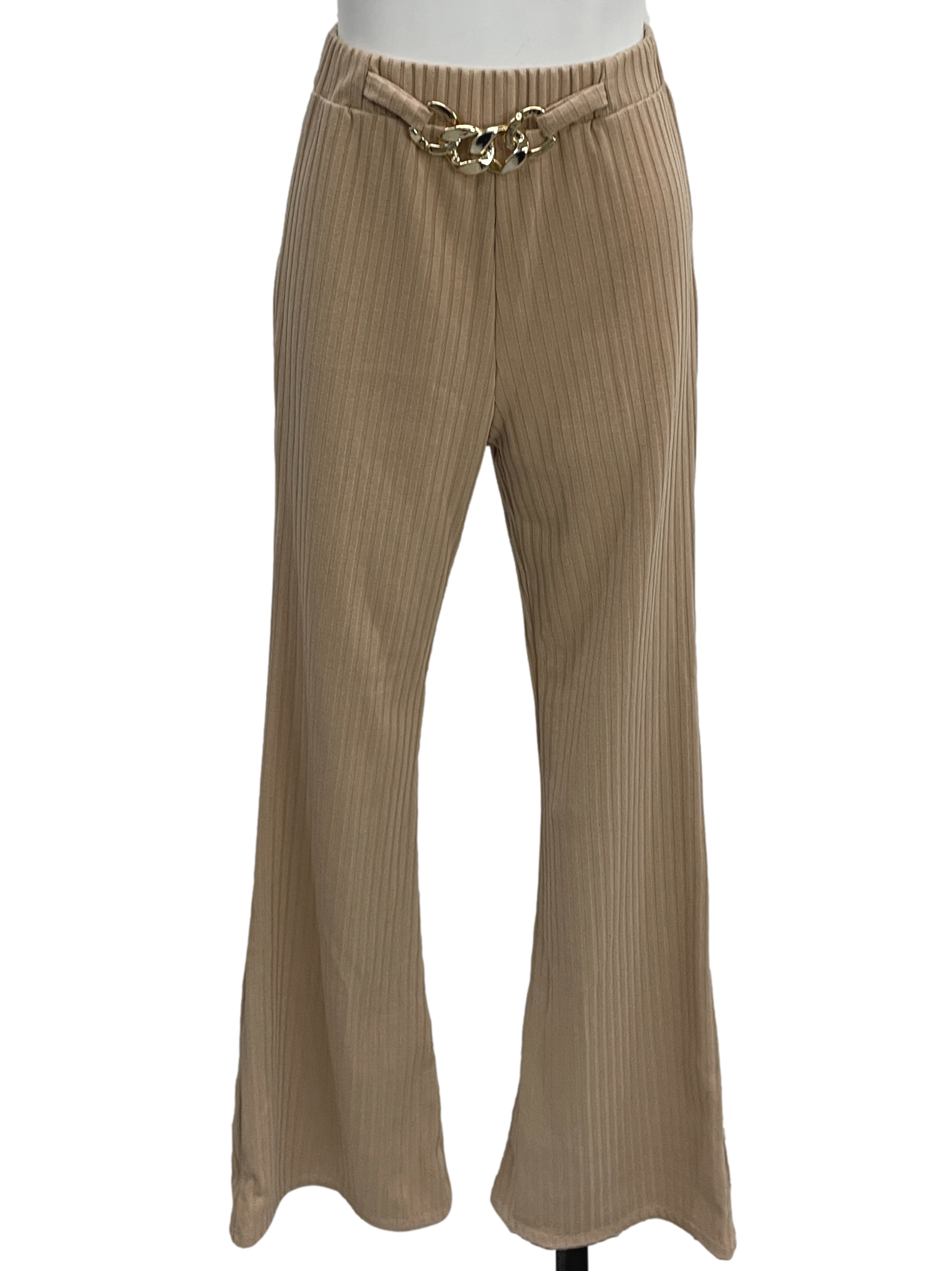 Beige Pants With Gold Embellishment