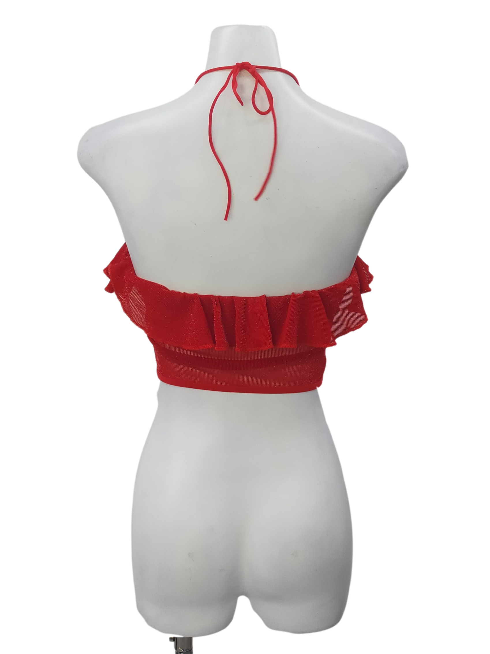 Red Shimmering Ruffle Top