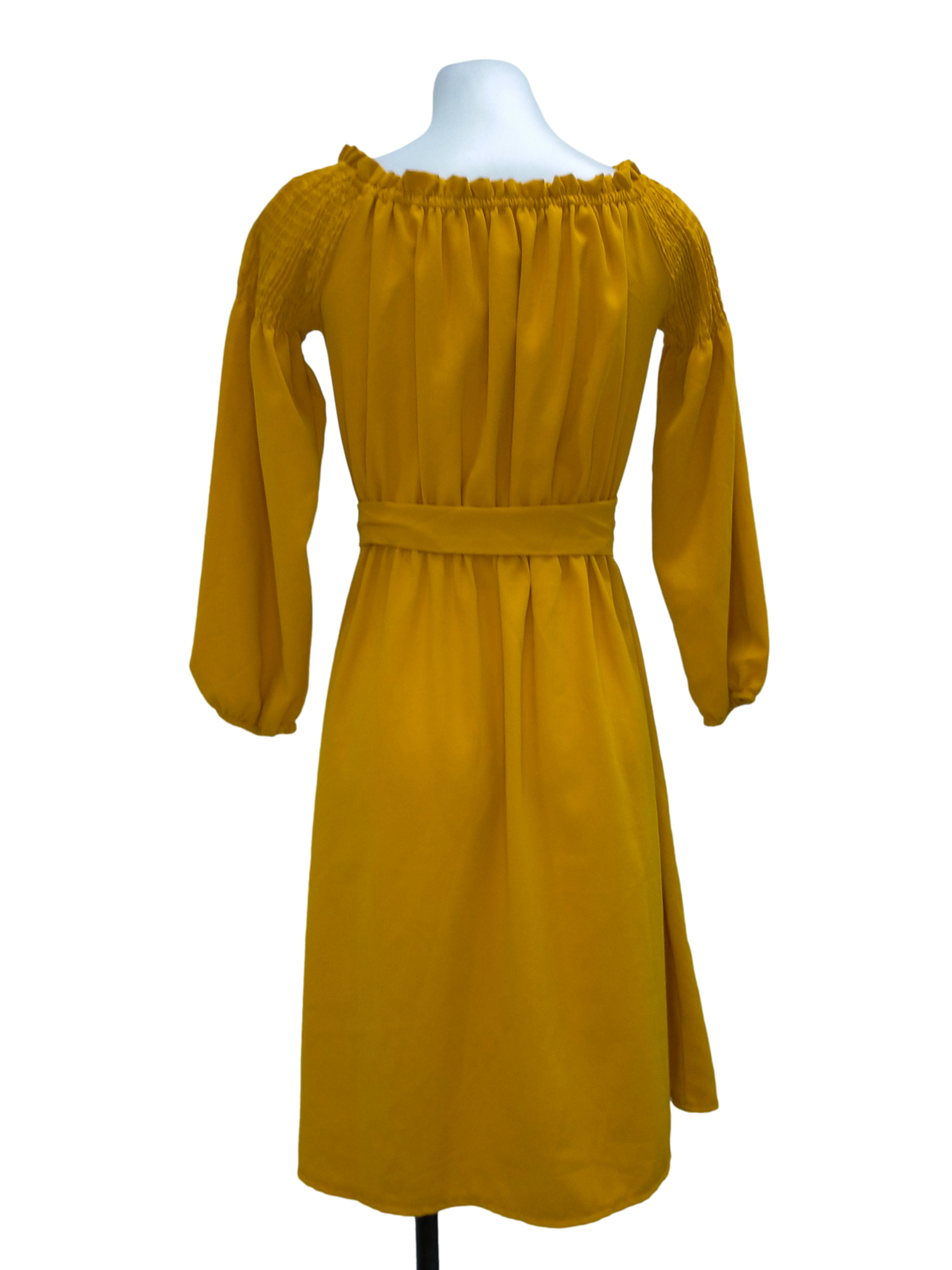 Canary Yellow Off-Shoulder Babydoll Dress