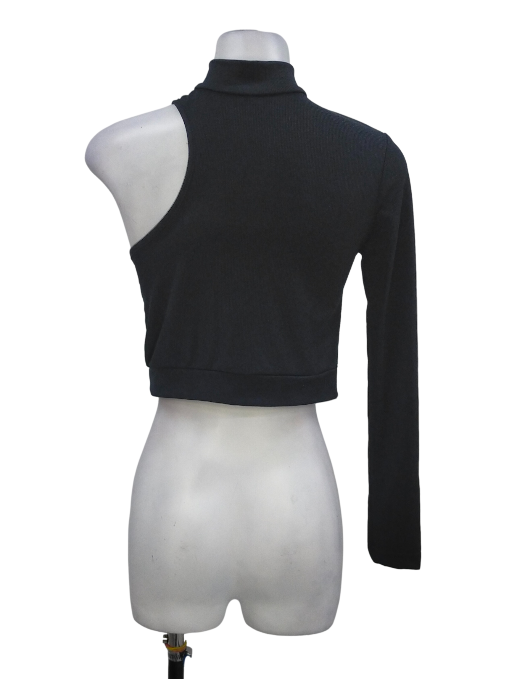 Black High Neck One Sleeve Top