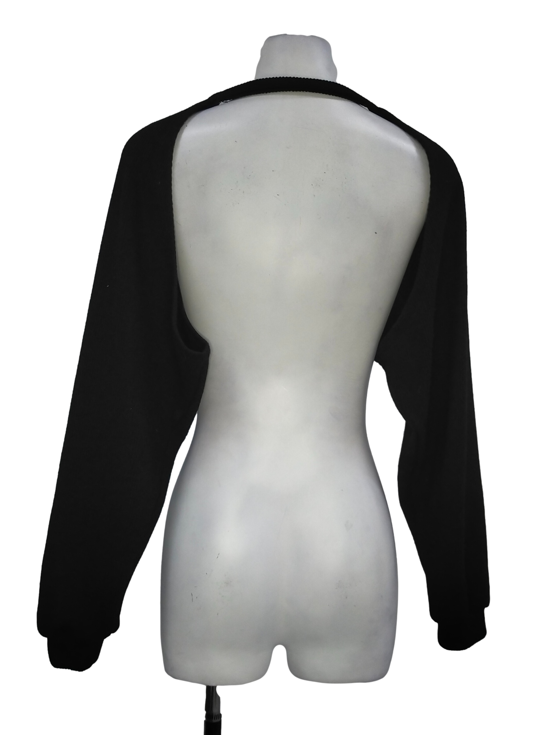 Jet Black Long Sleeve Crop Bolero Shrug