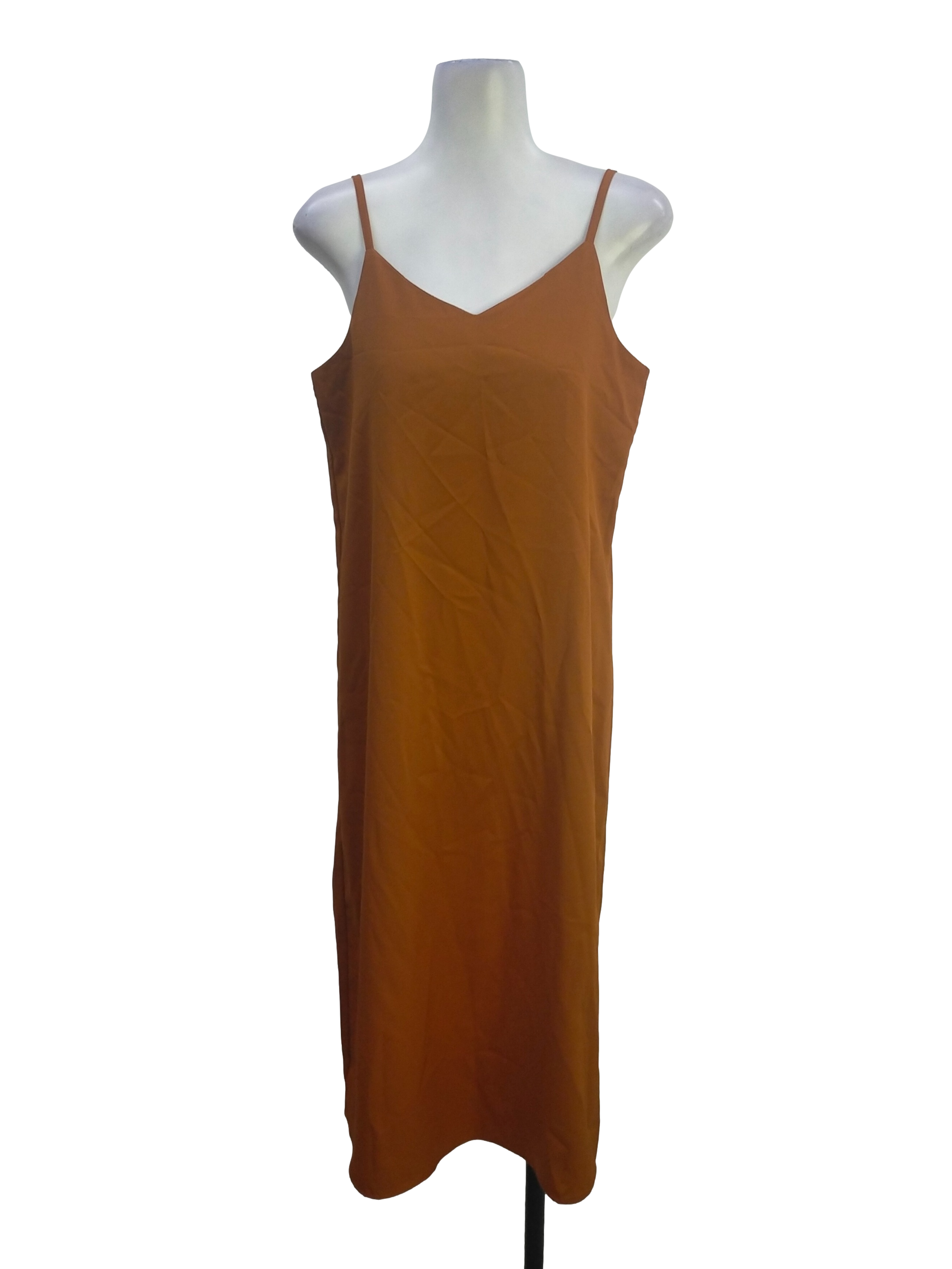 Tawny Brown V Neck Sleeveless Yoke Dress