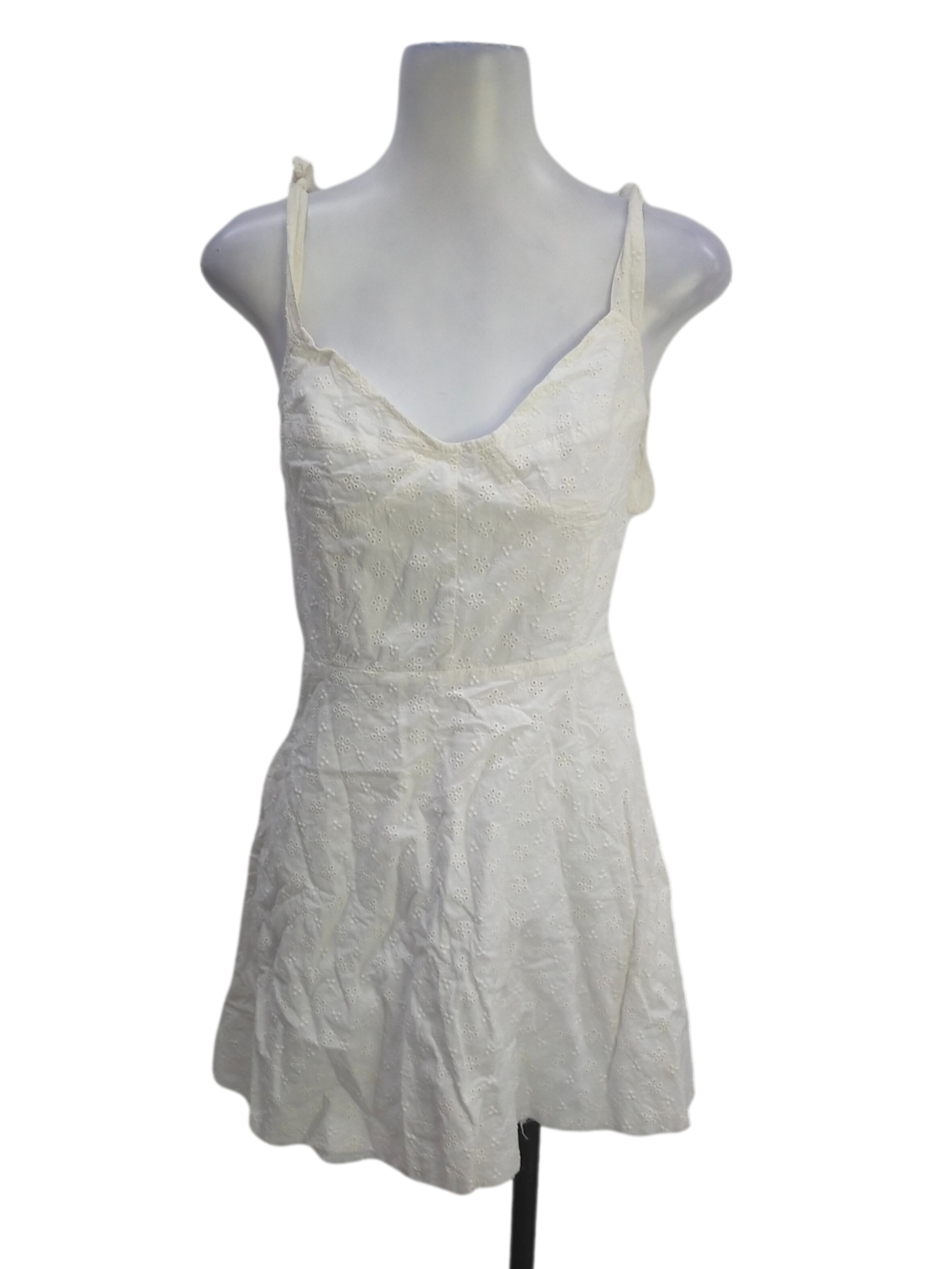 Daisy White V Neck Sleeveless Babydoll Dress