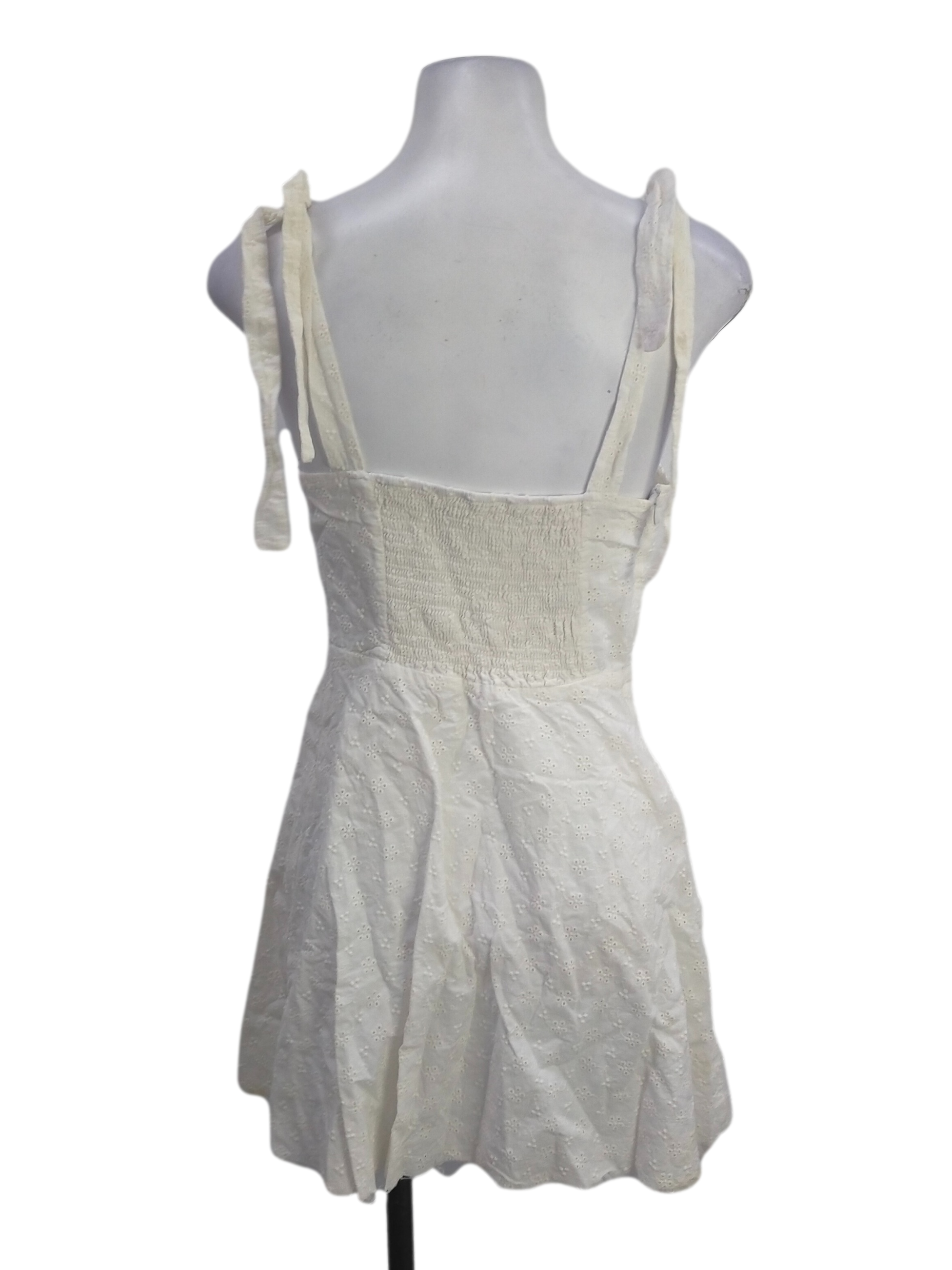 Daisy White V Neck Sleeveless Babydoll Dress