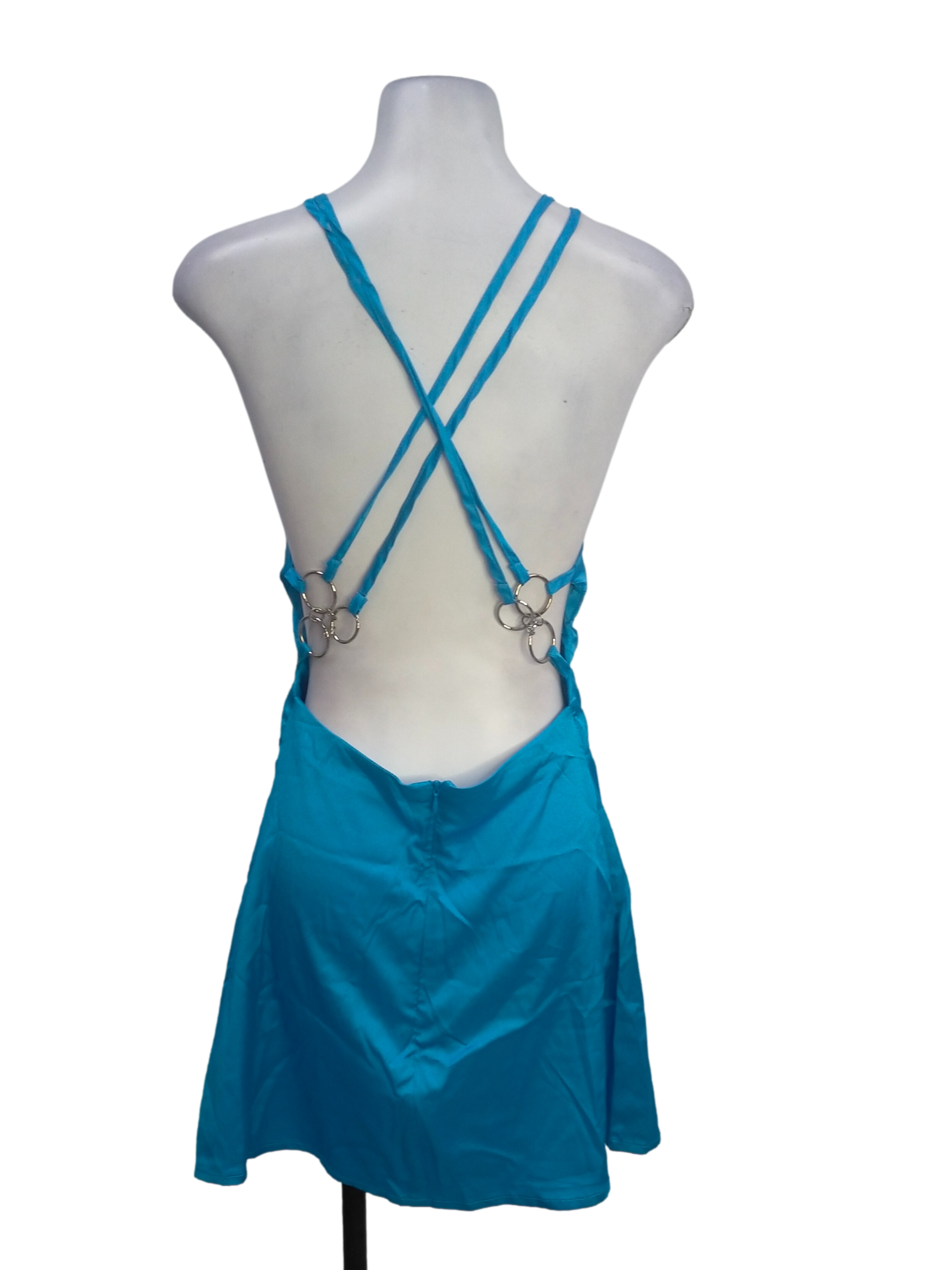 Cerulean Blue Halter Neck Backless Dress