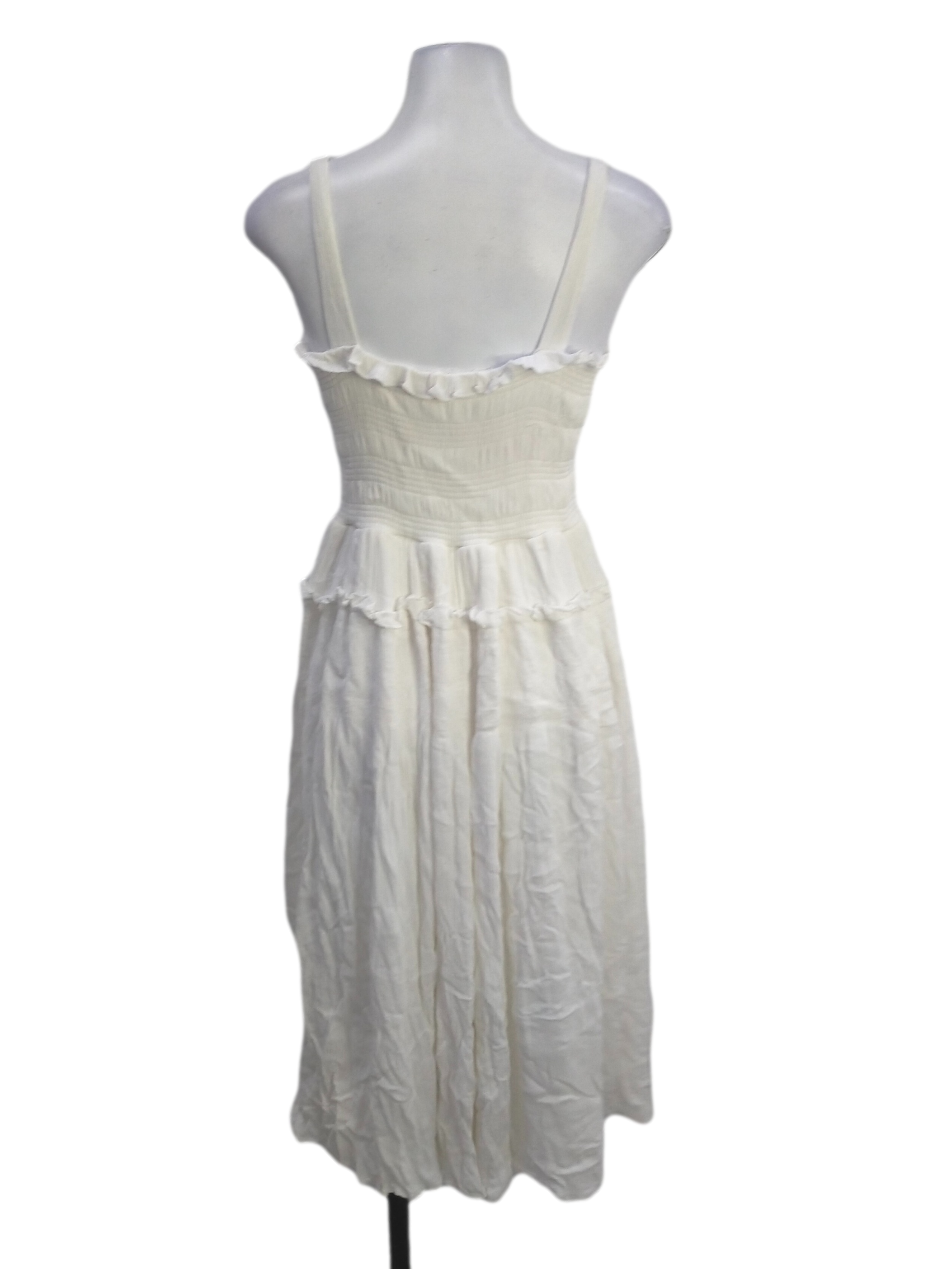 Alabaster White Square Neck  Apron Dress