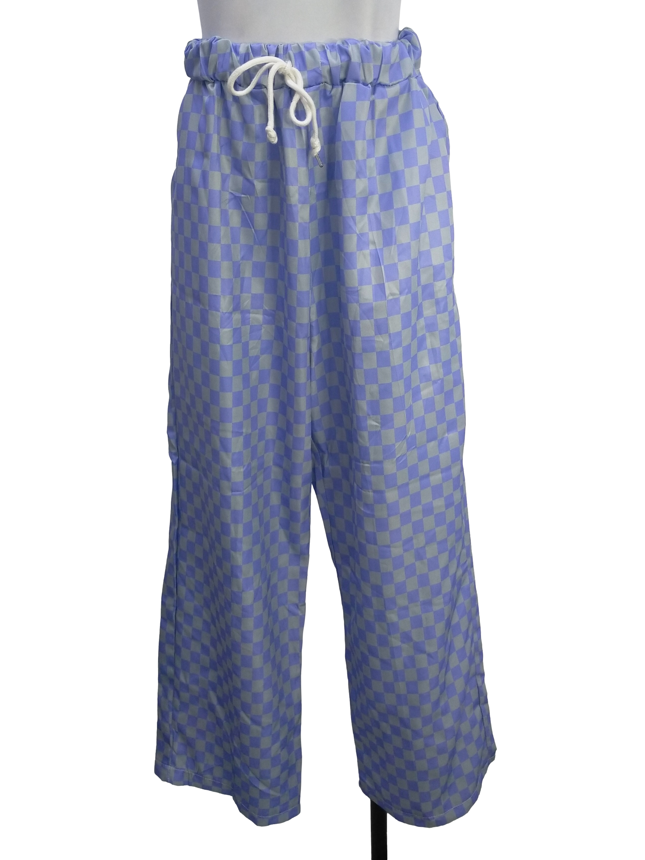 Purple Gingham Pattern Formal Pants