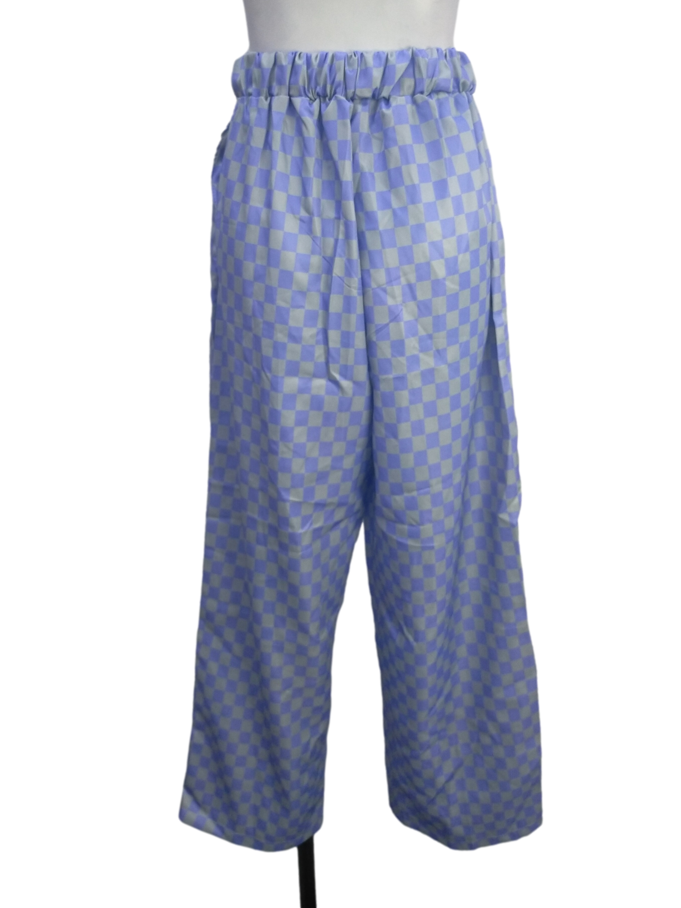 Purple Gingham Pattern Formal Pants