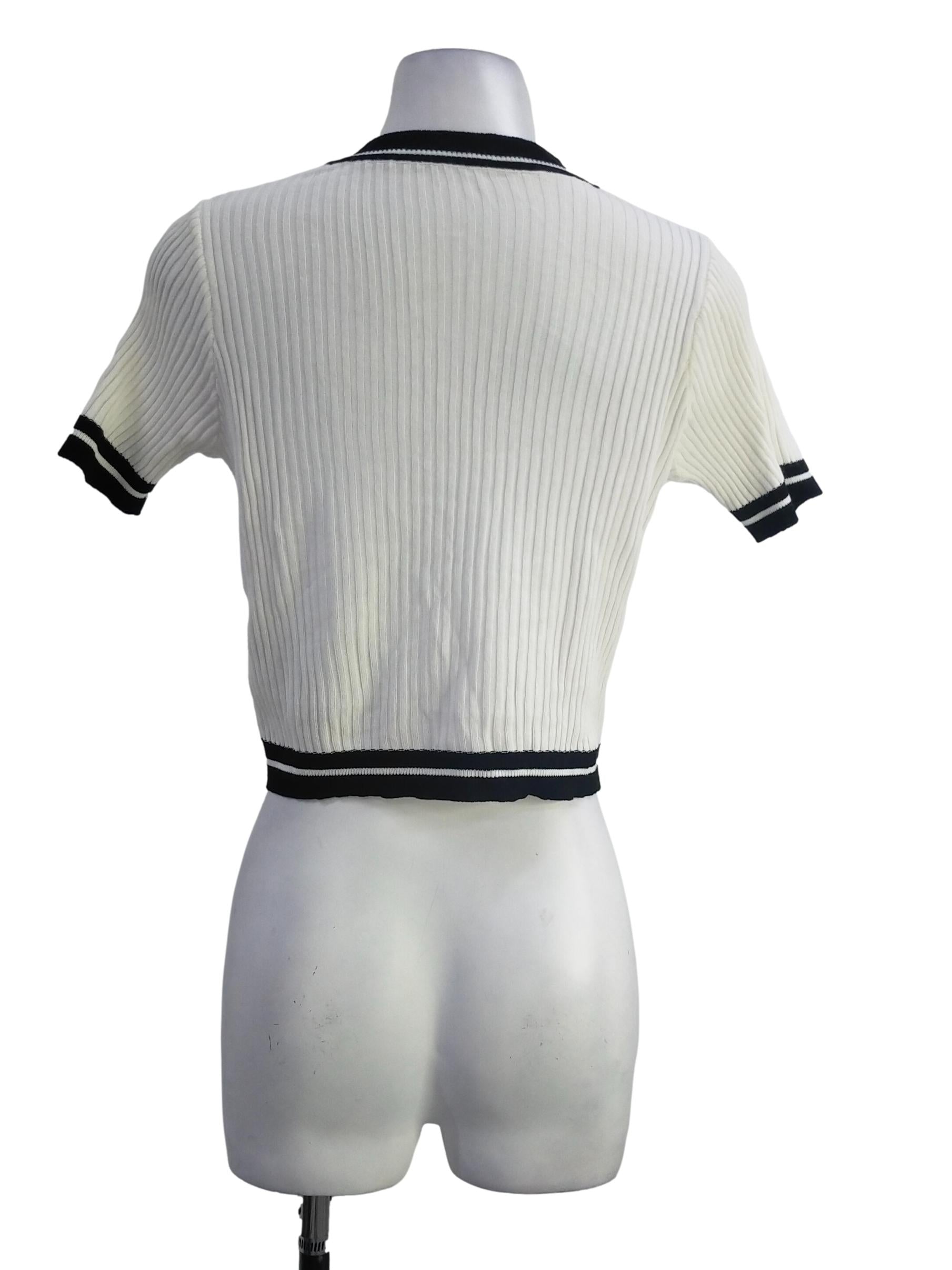 White With Black Lining Top