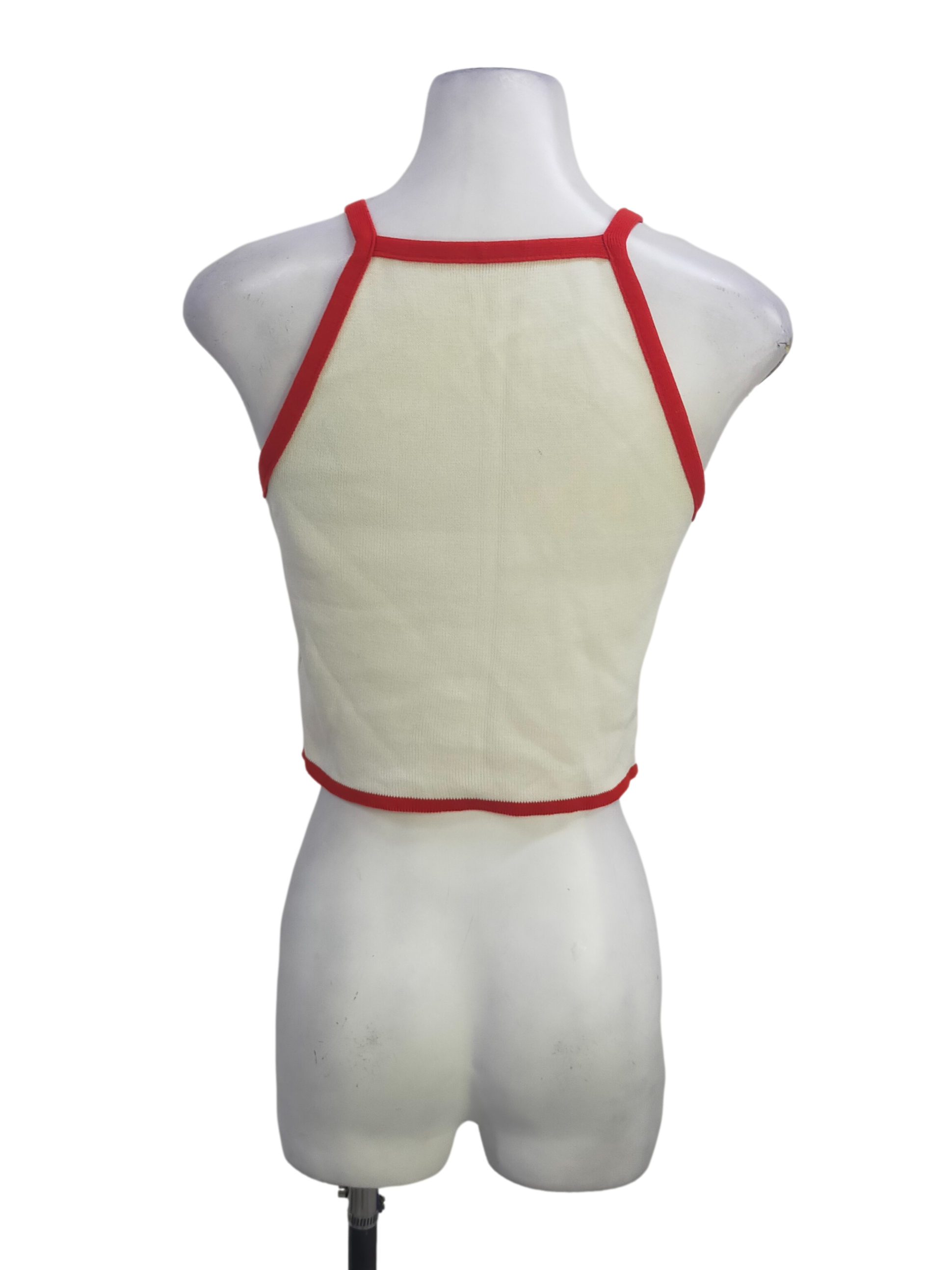 White With Red Lining Sleeveless Top