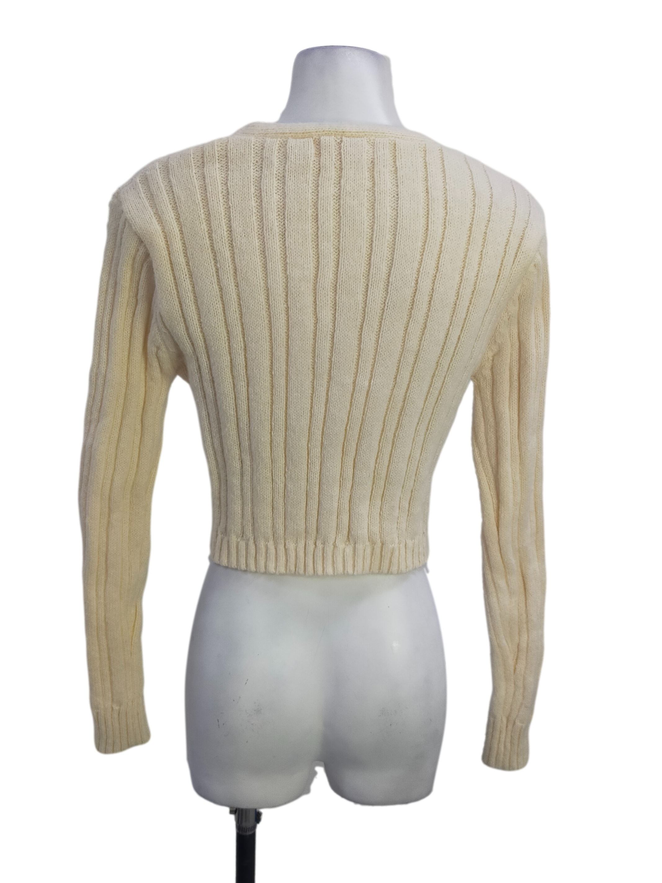 Parchment White V Neck Long Sleeve Top