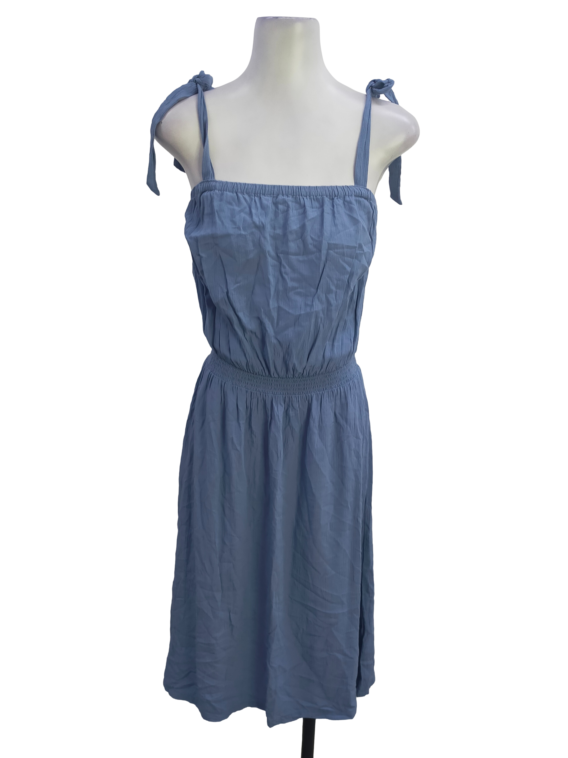 Cerulean Blue Sleeveless Blouson Dress