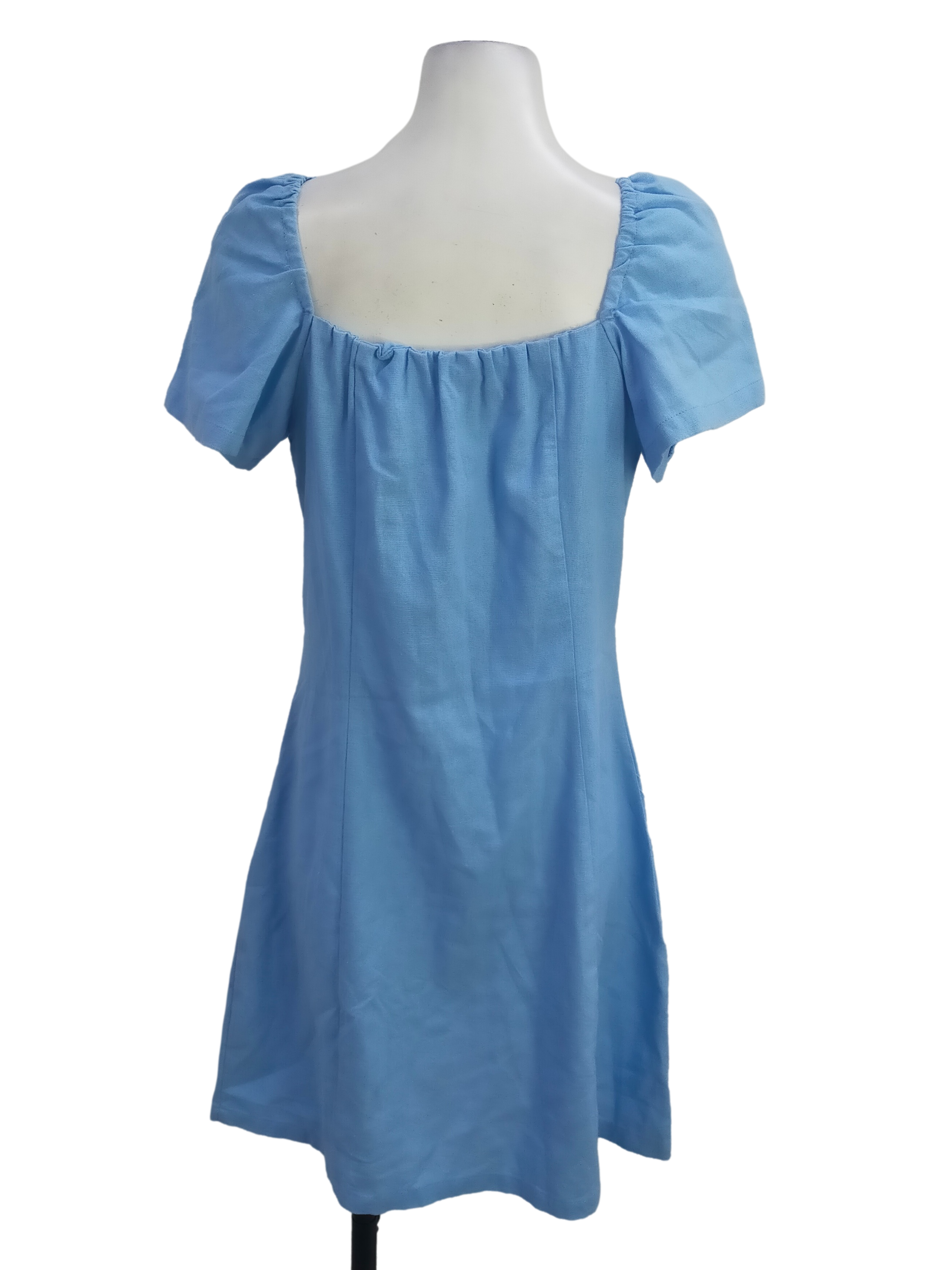 Sapphire Blue V Neck A-Line Dress