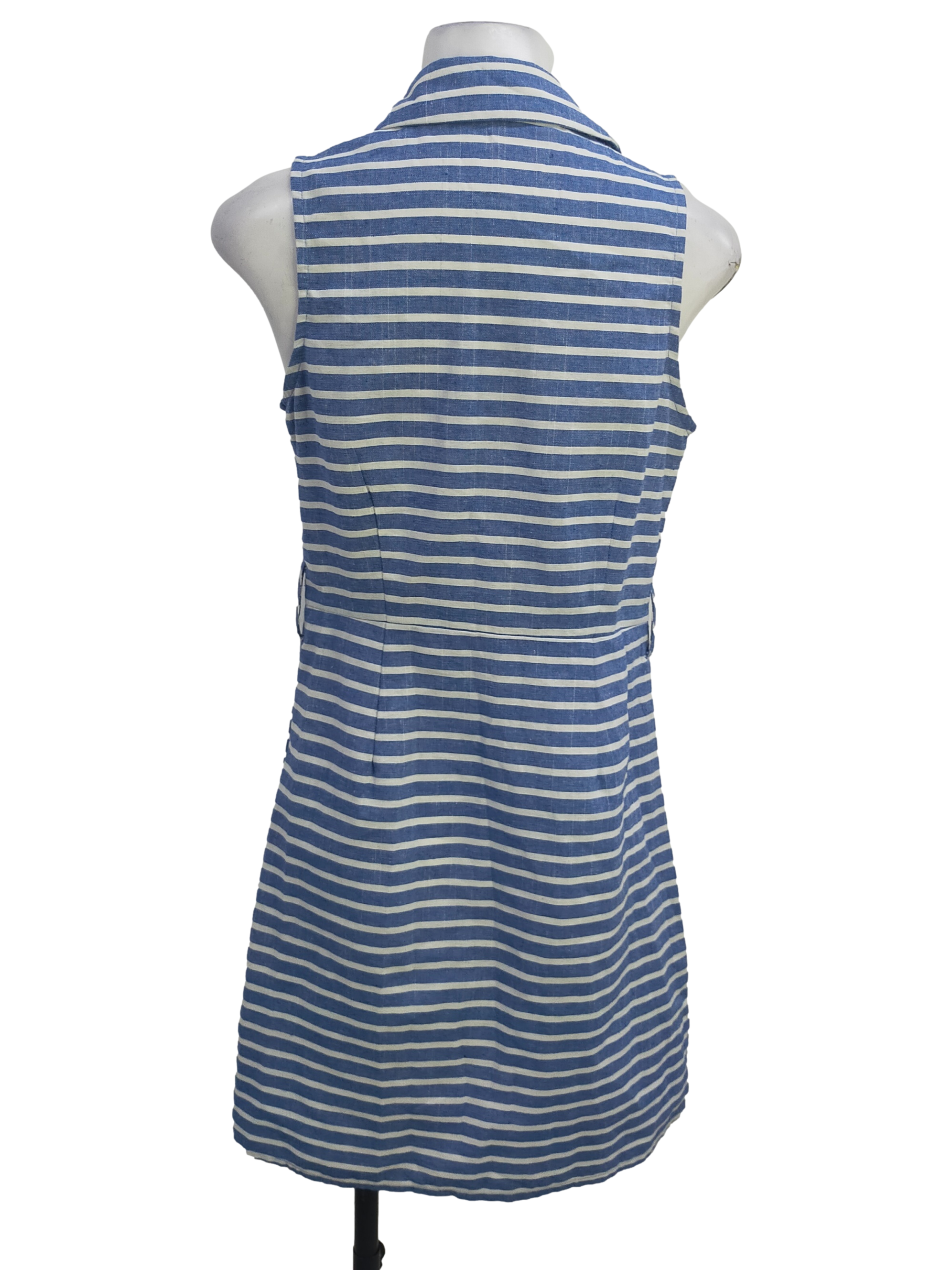 Blue Stripe Pattern Sleeveless A-Line Dress