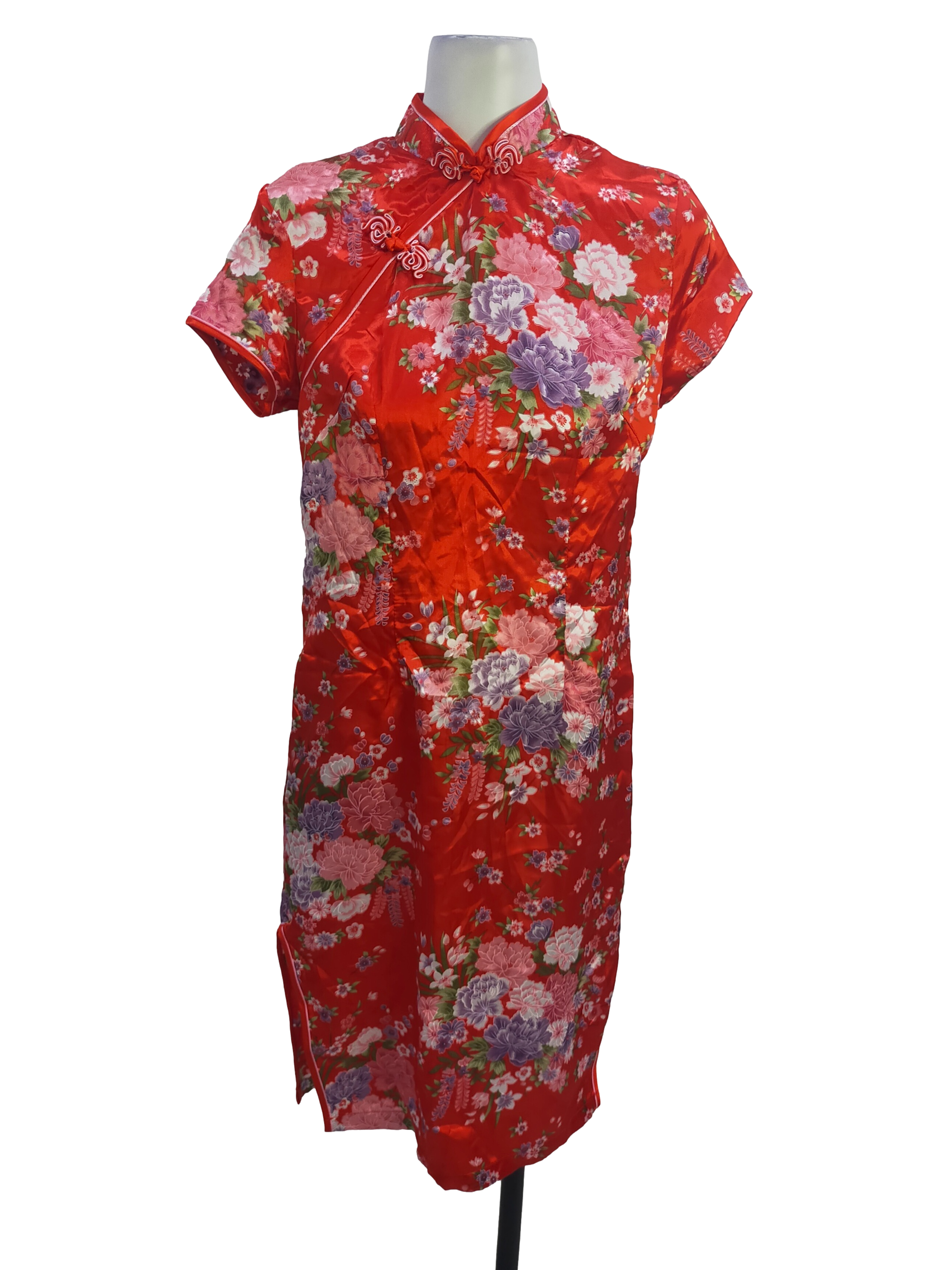 Candy Red Flower Pattern Cheongsam