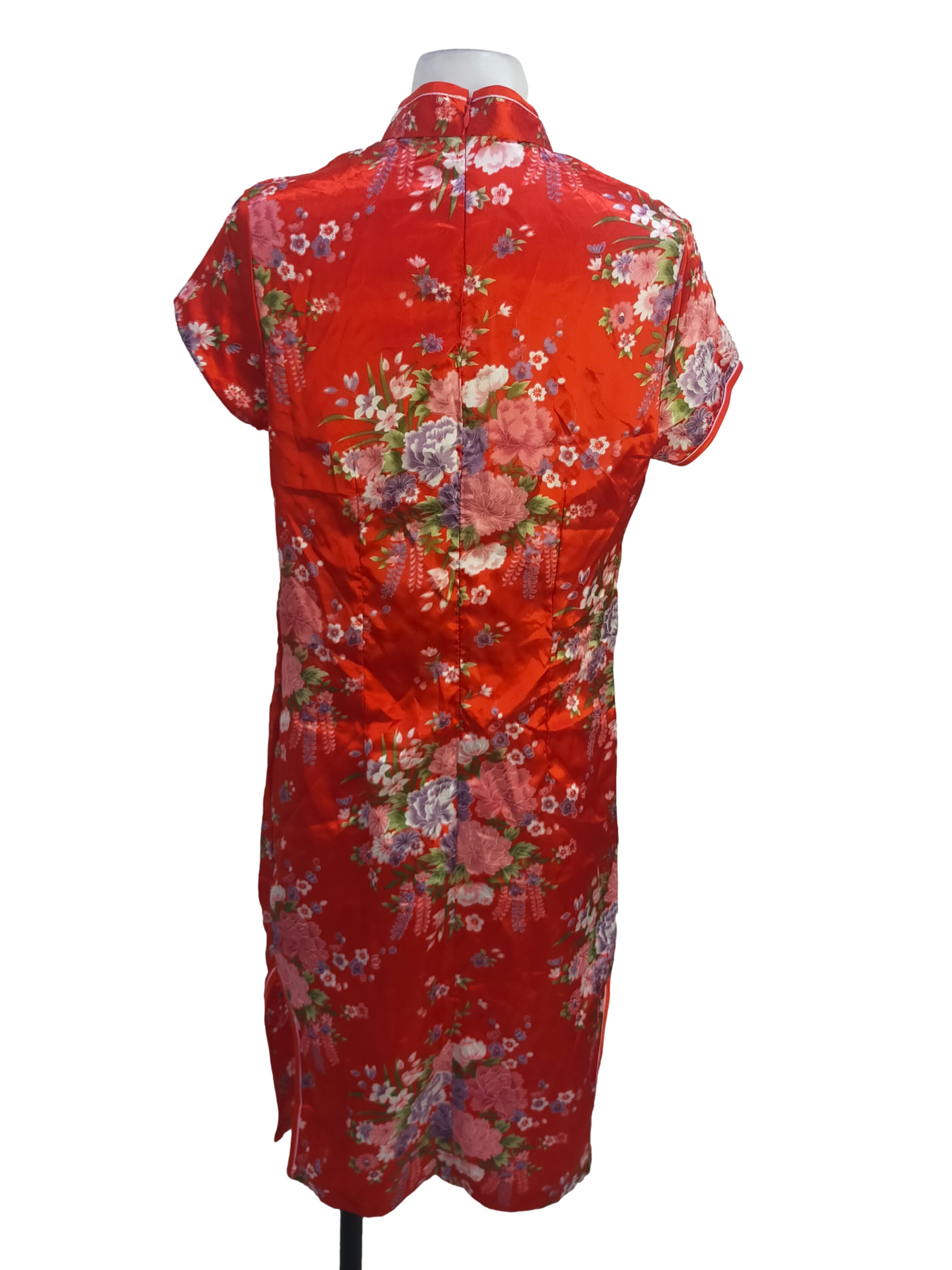 Candy Red Flower Pattern Cheongsam