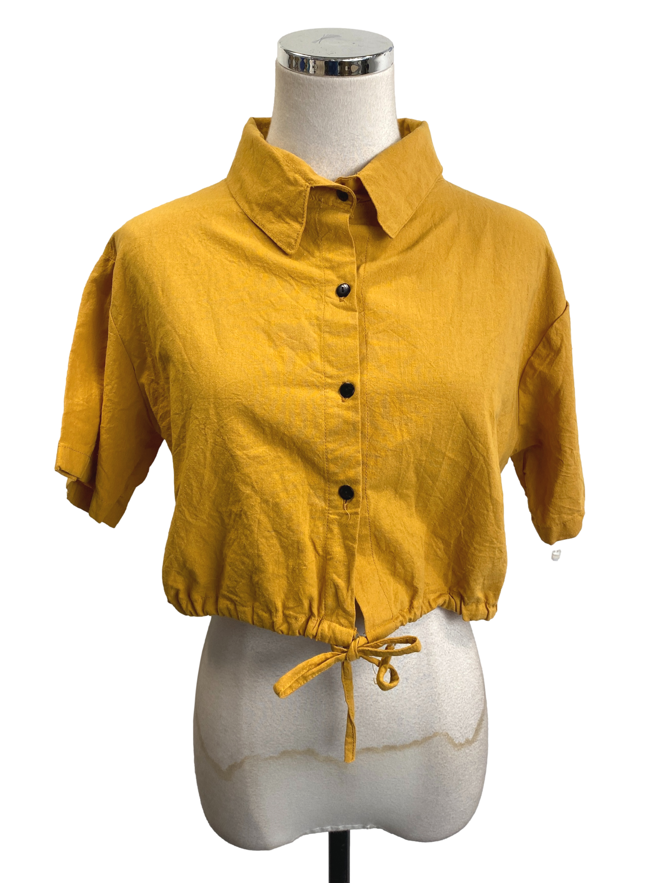 Mustard Yellow Buttoned Collar Top