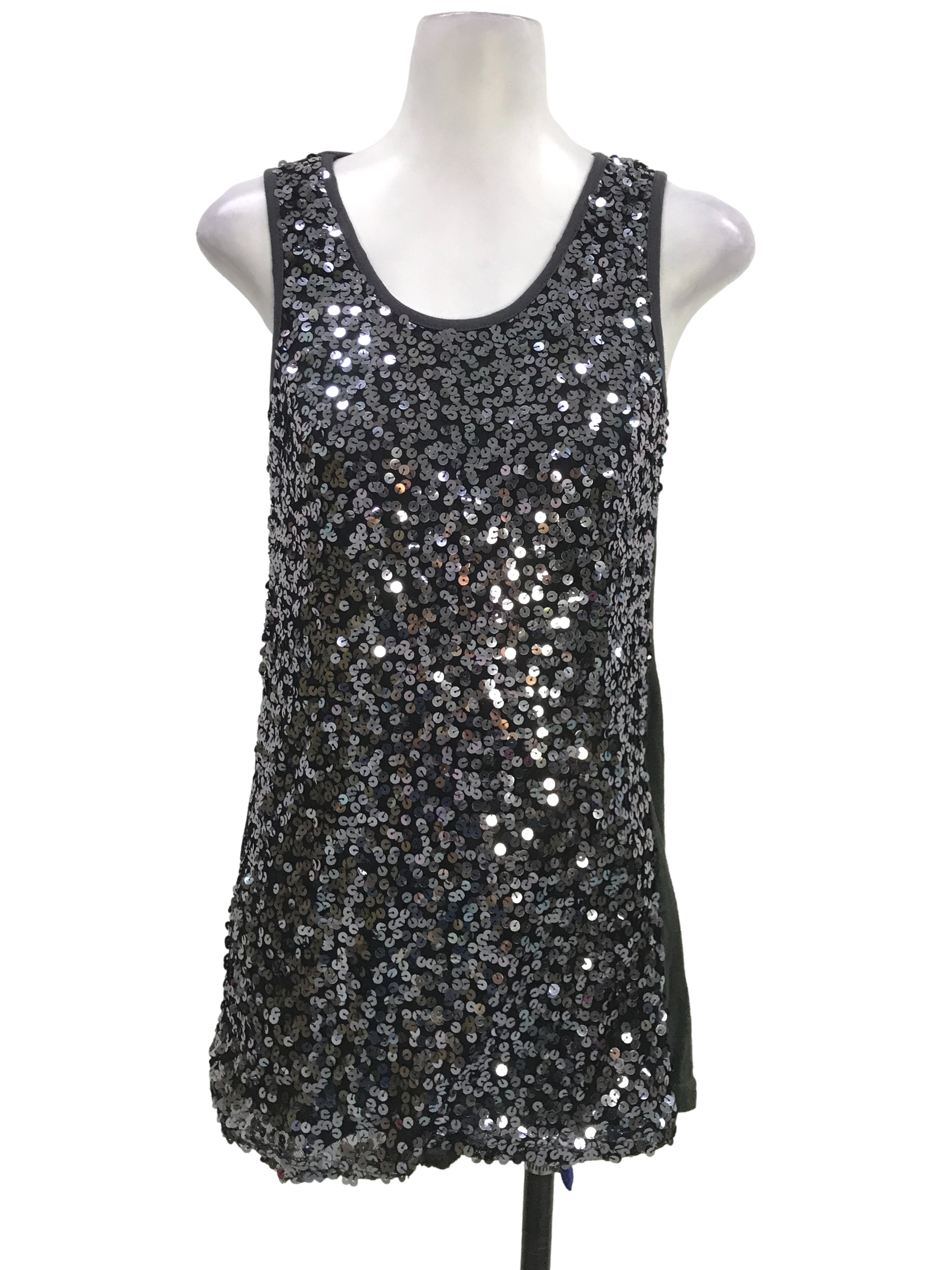 Grey Sequins Tank Top