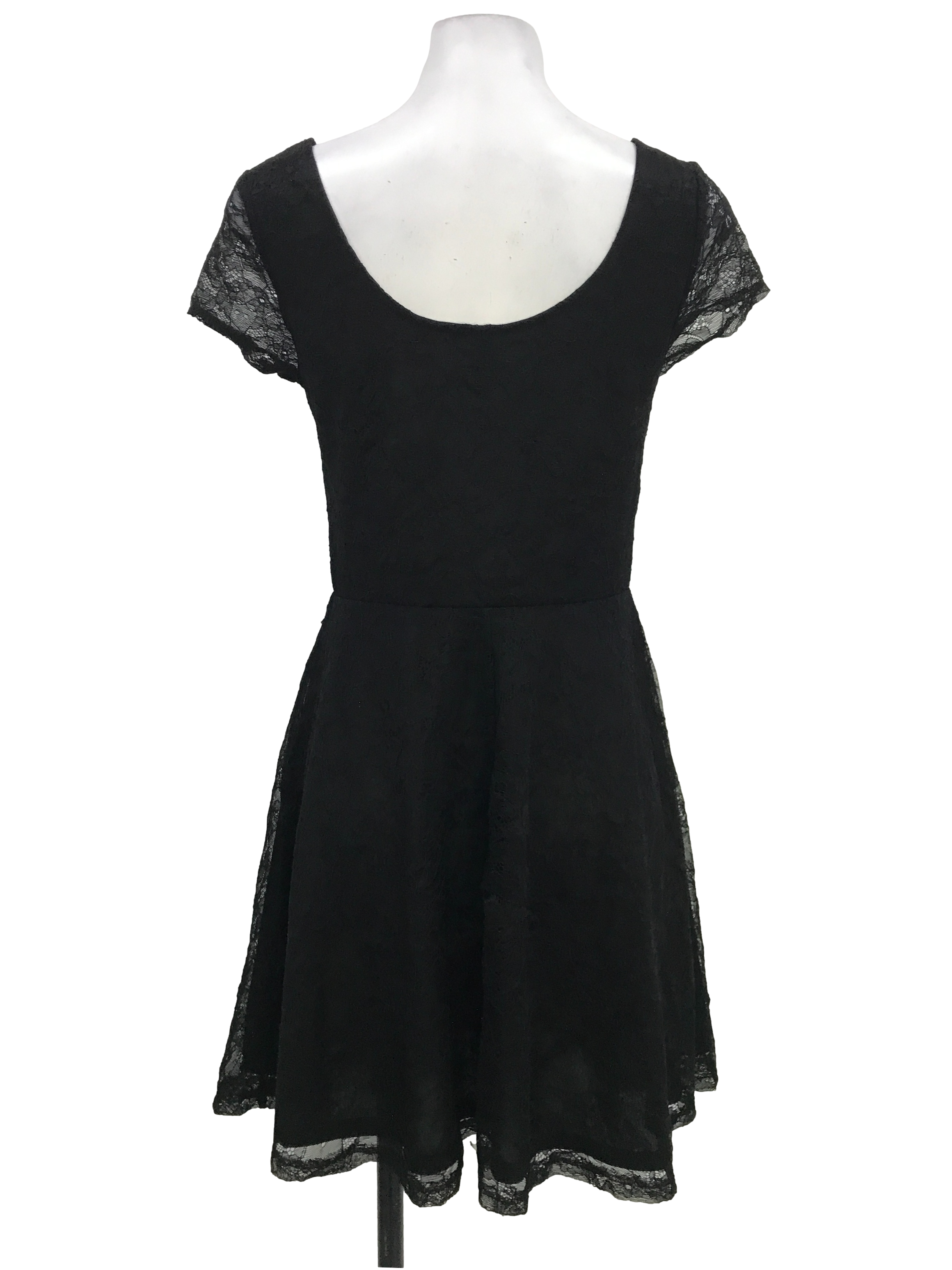 Black Round Neck Fit & Flare Dress