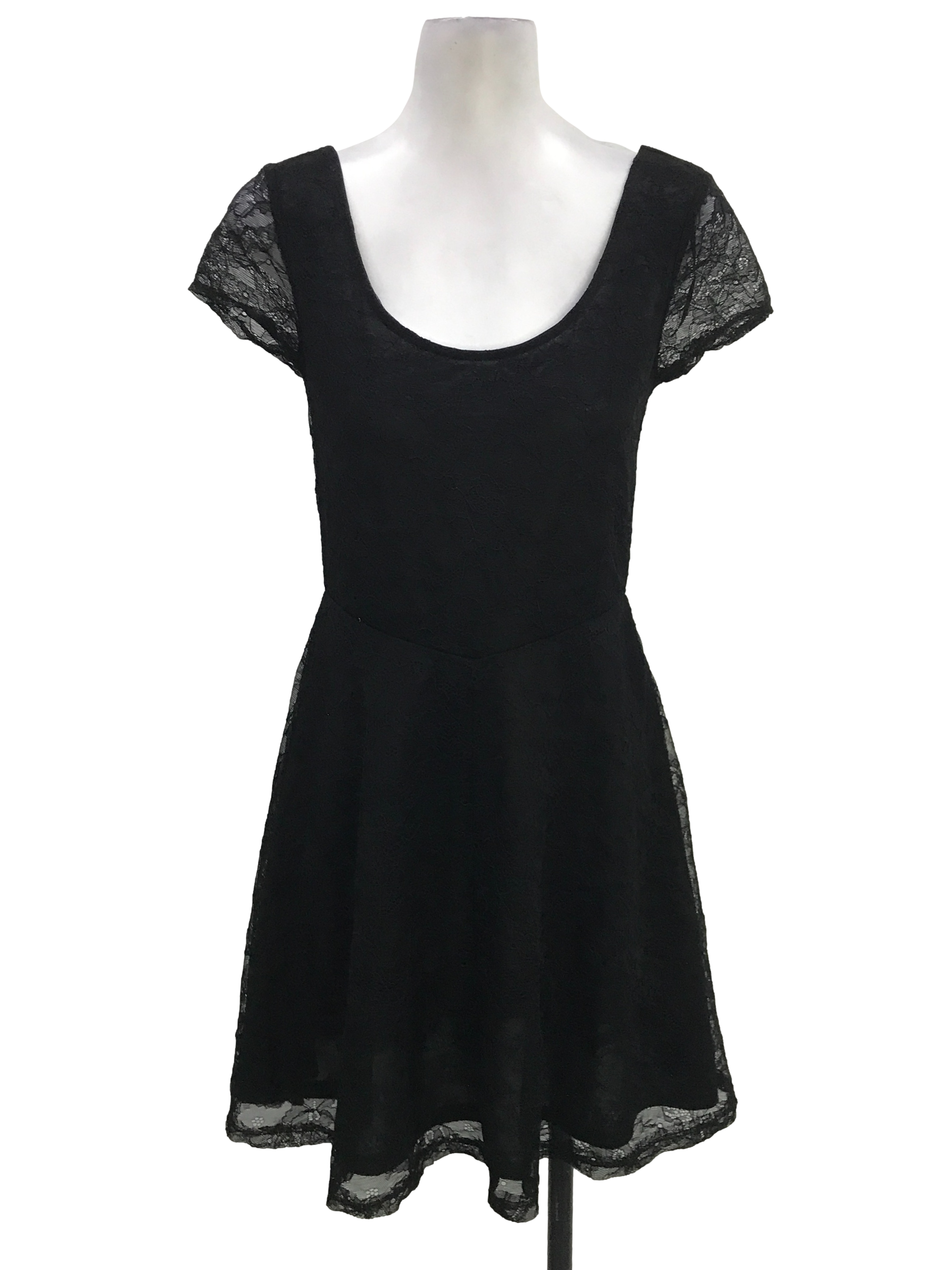 Black Round Neck Fit & Flare Dress