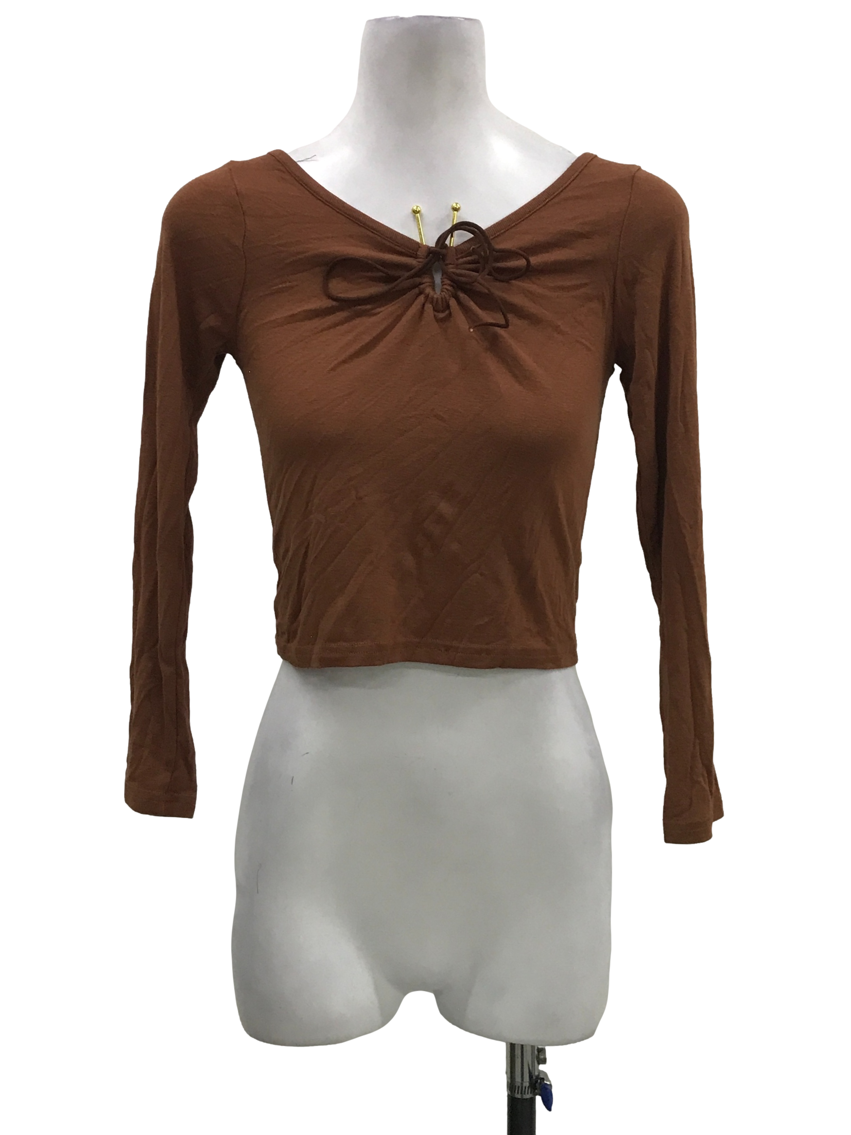 Brown Metal Neckline Top