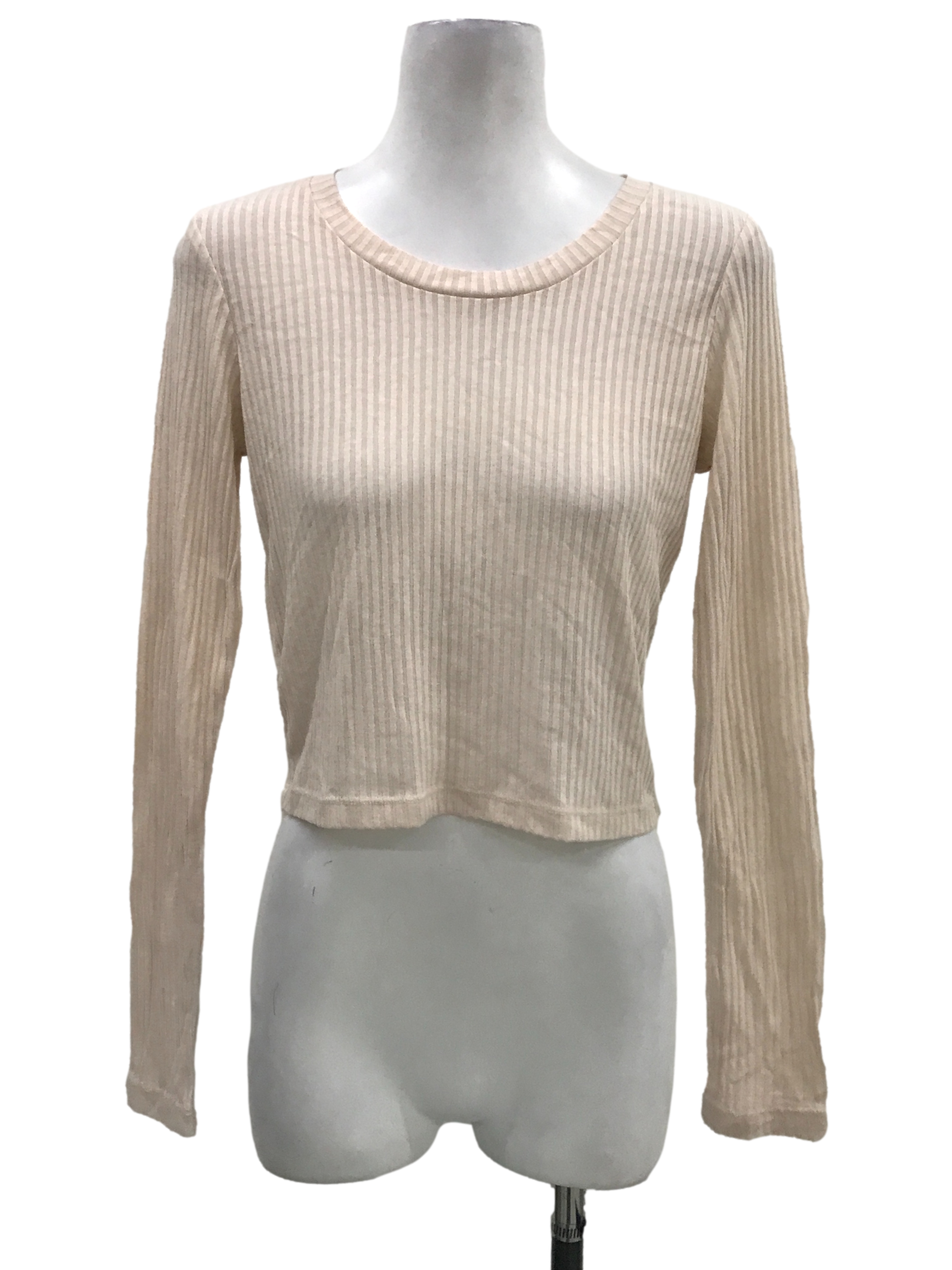 Pale Pink Ribbed Long Sleeve Top