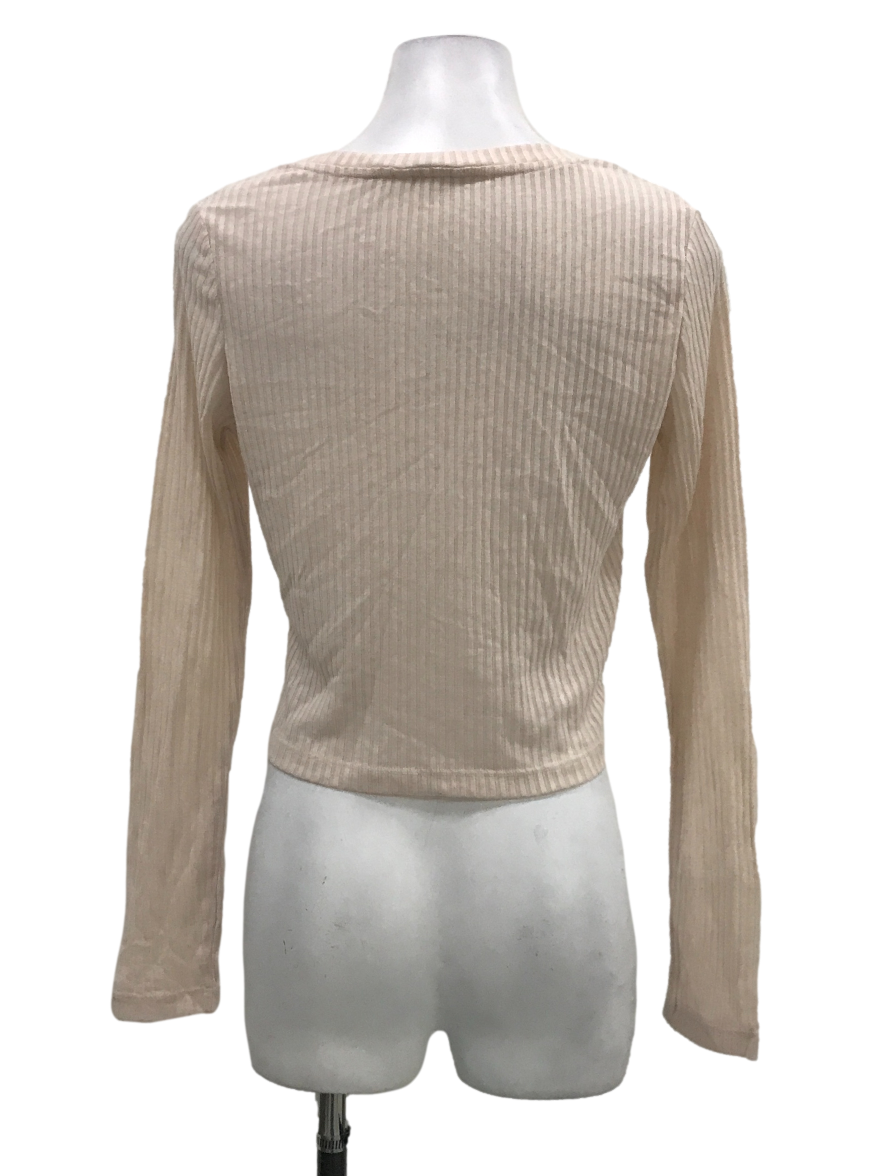 Pale Pink Ribbed Long Sleeve Top