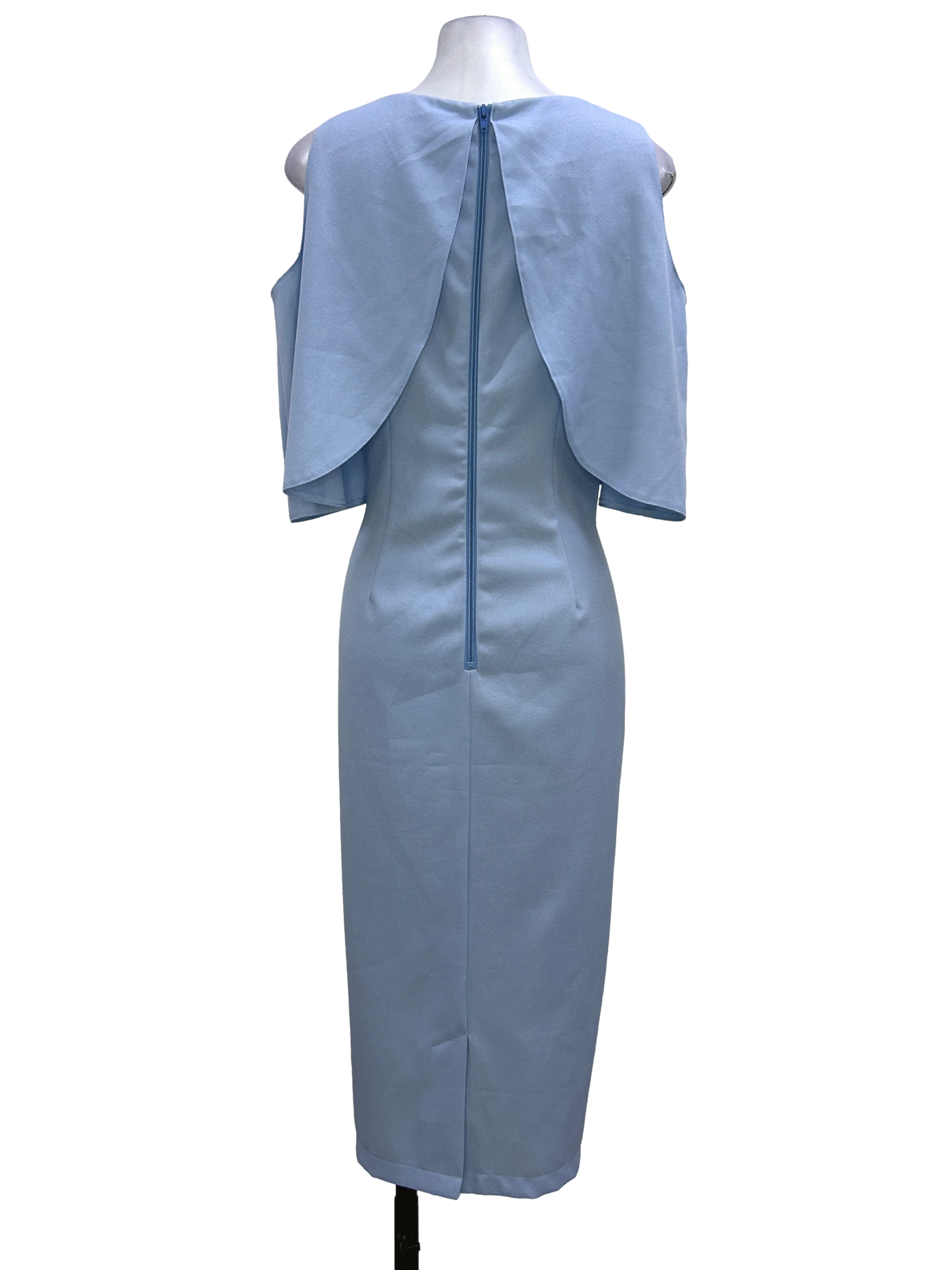 Light Blue Caped Sleeve Sheath Dress