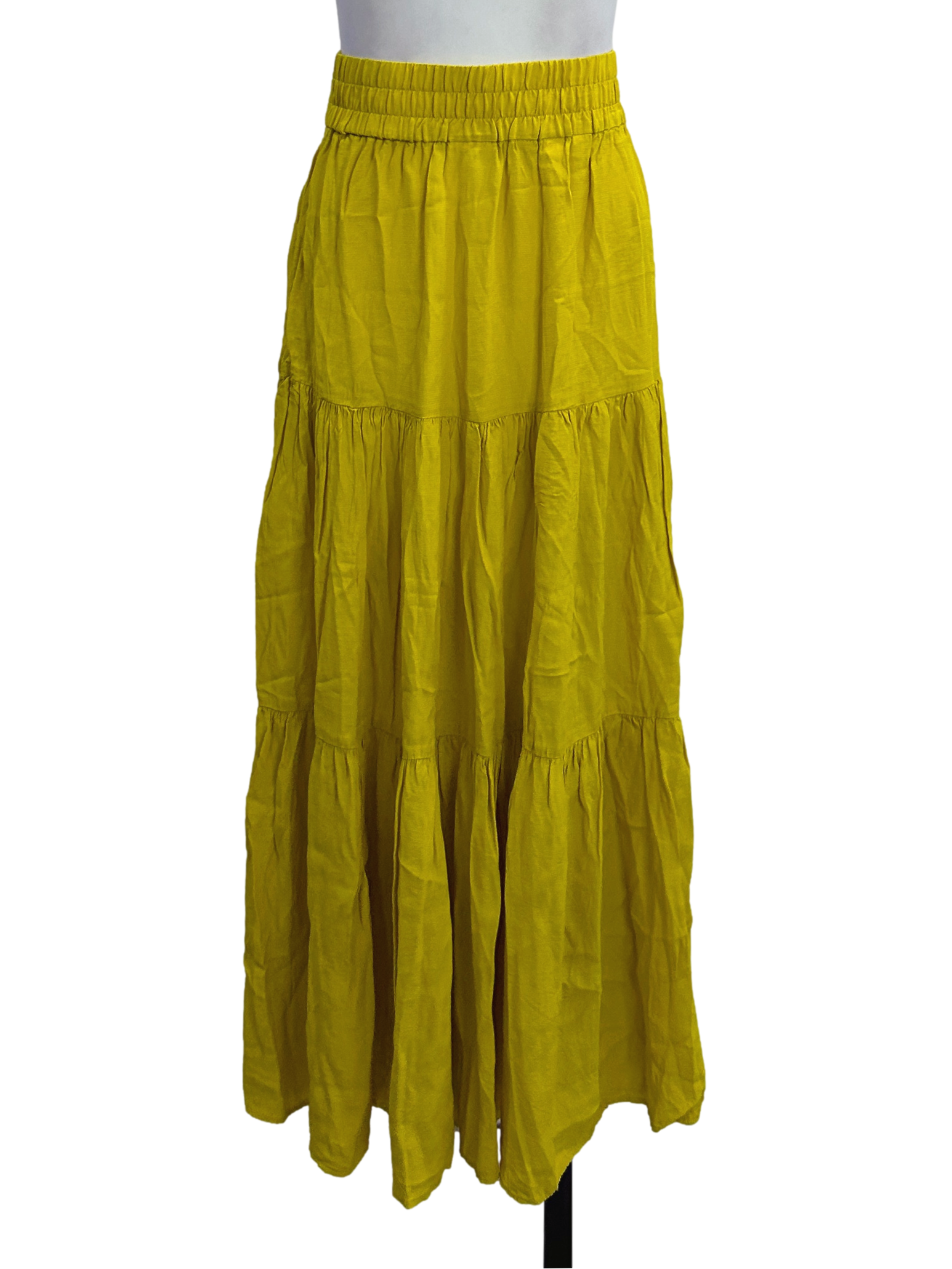 Yellow Shirred Waist Skirt