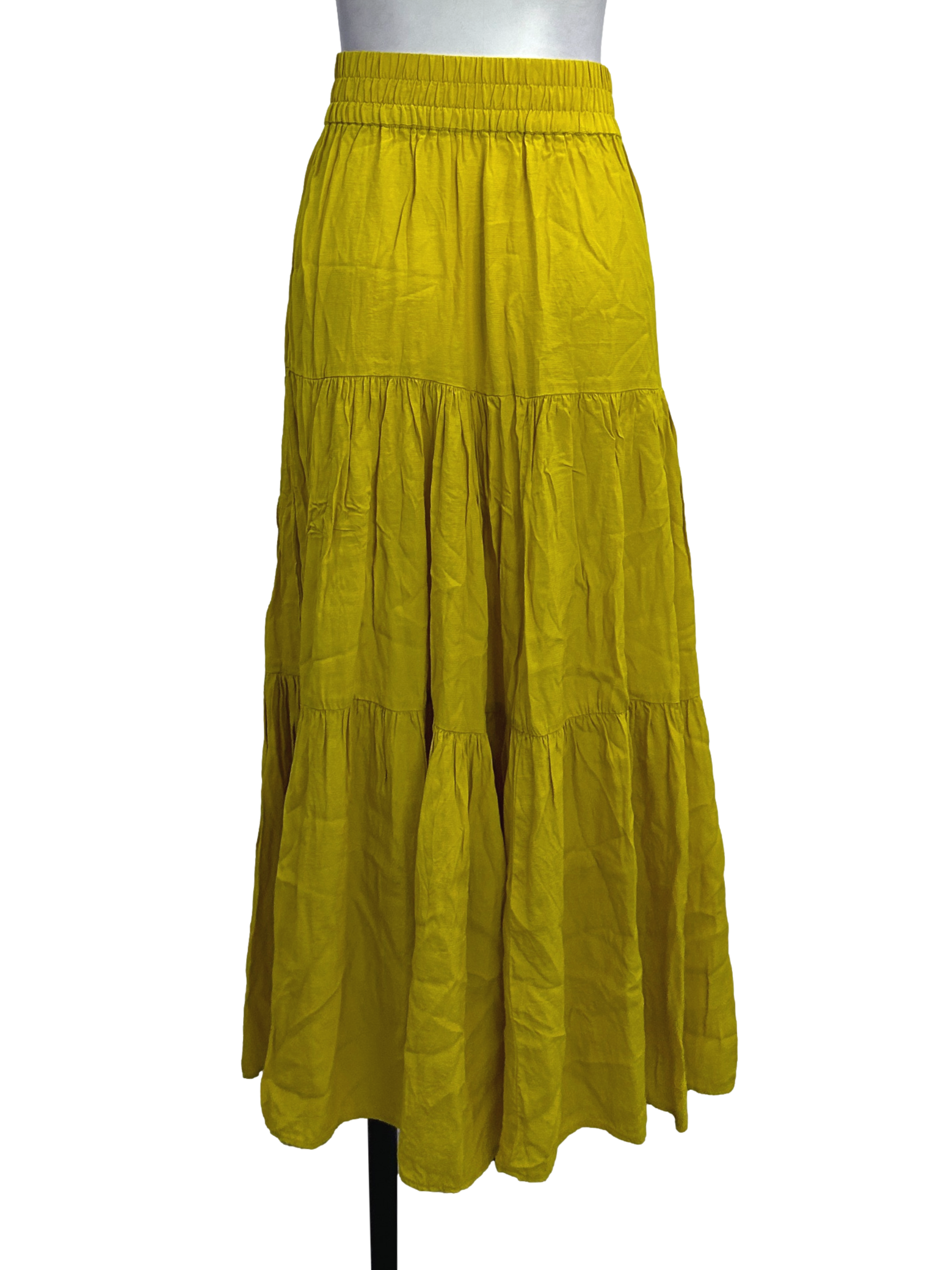 Yellow Shirred Waist Skirt