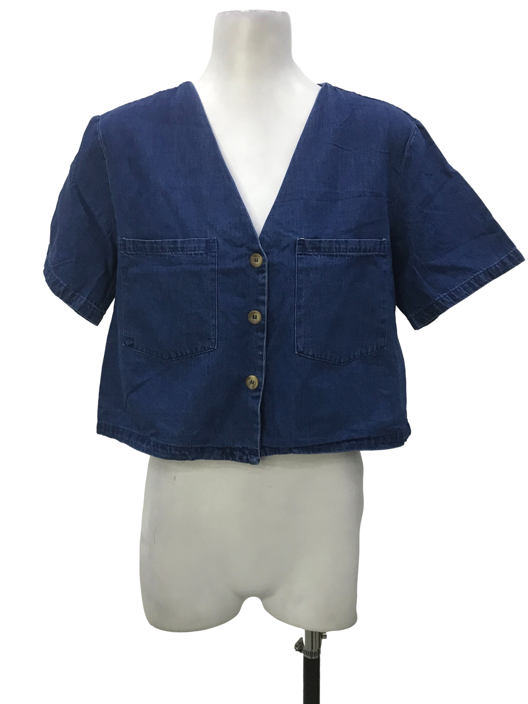 Blue Denim Short Sleeve Top