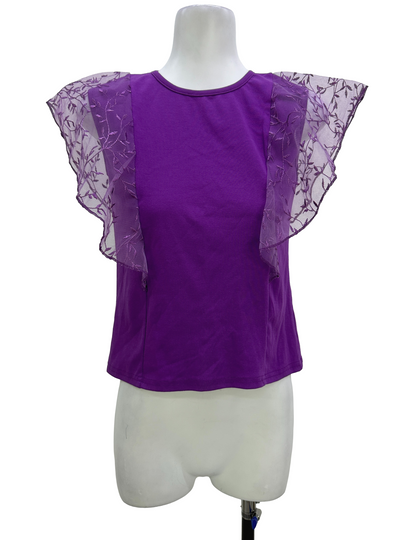 Violet Lace Flutter Sleeve Top
