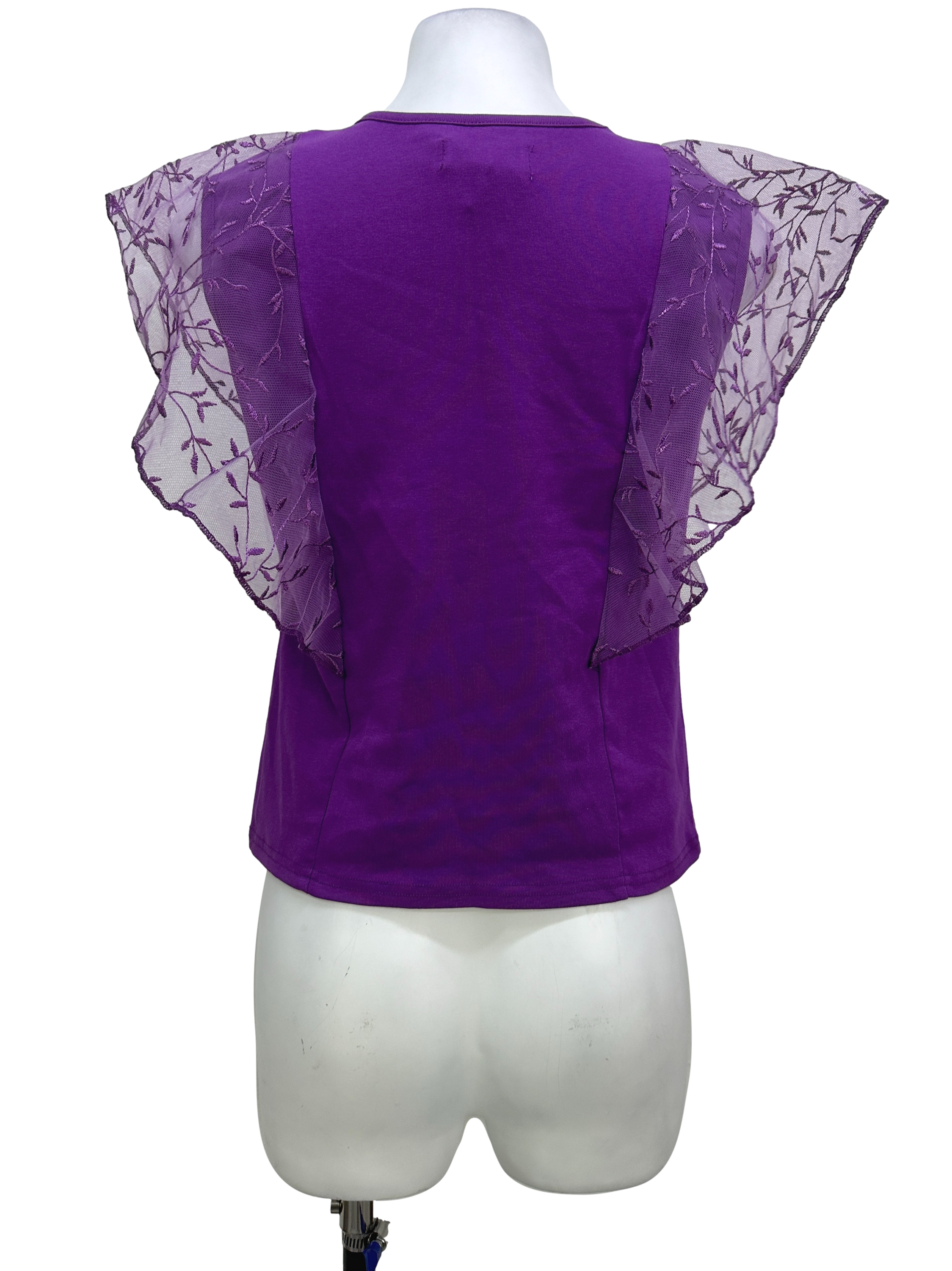 Violet Lace Flutter Sleeve Top