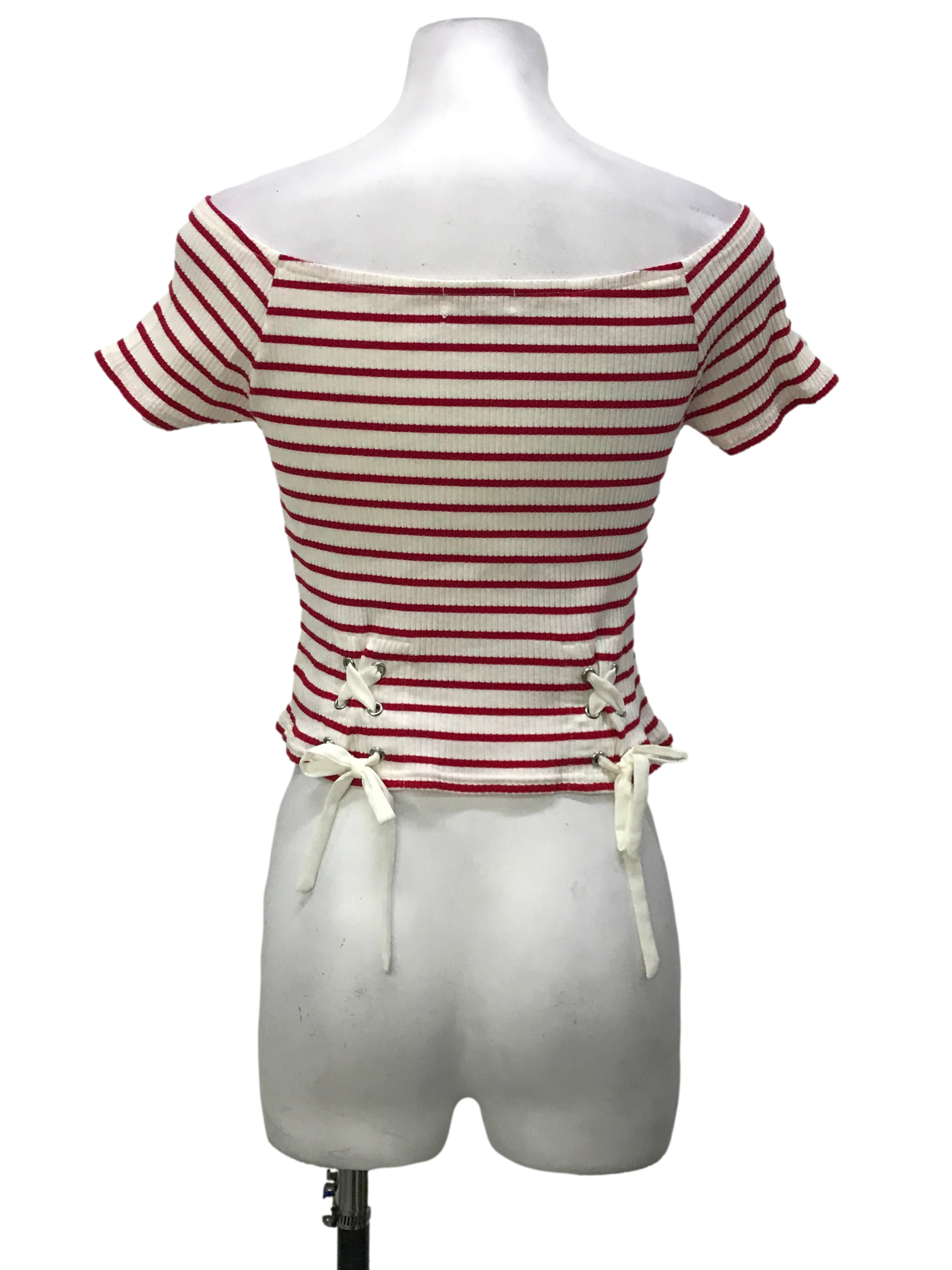 Red And White Stripes Off Shoulder Top