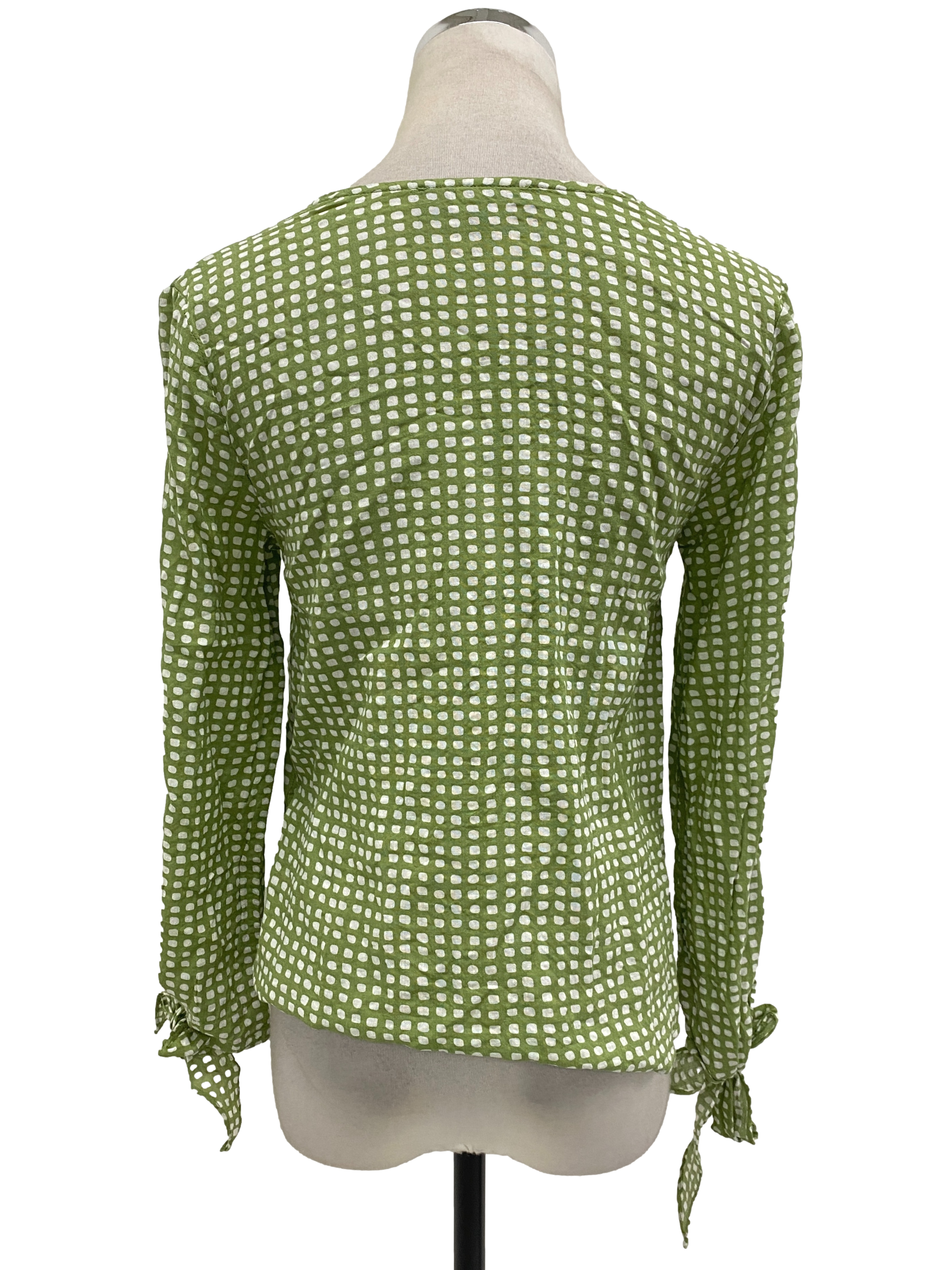 Green White Dot Patterned Top