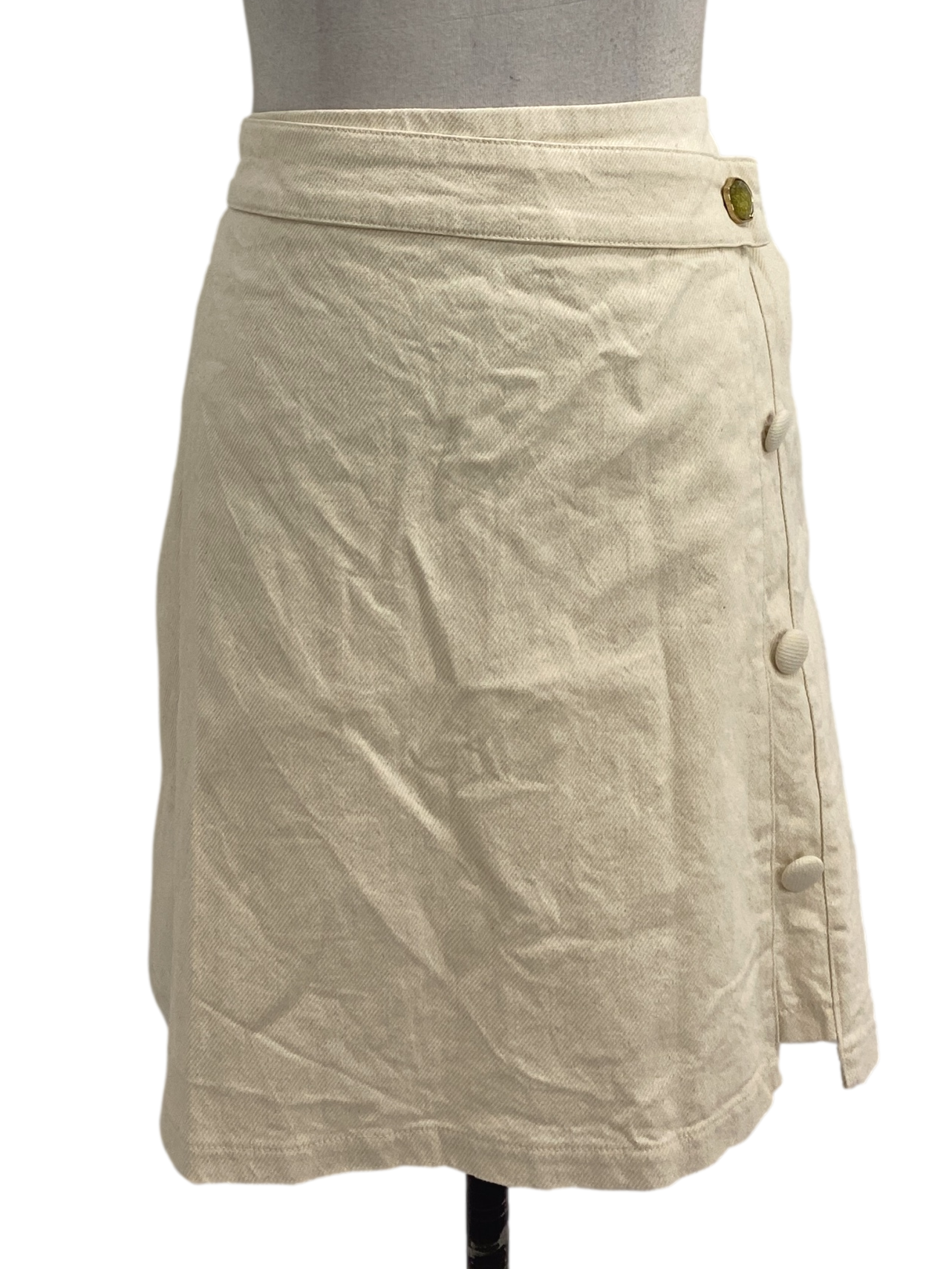 Alabaster White Button Accent Skirt