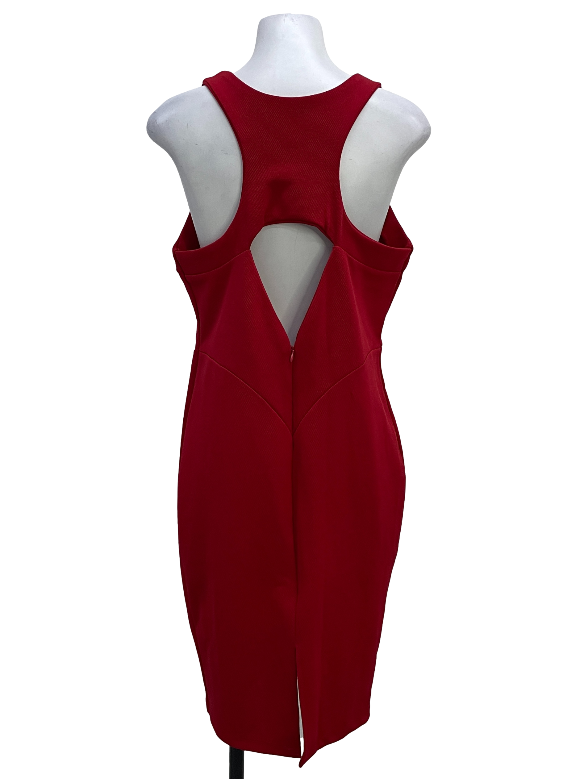 Crimson Red Sheath Cutout Back Dress